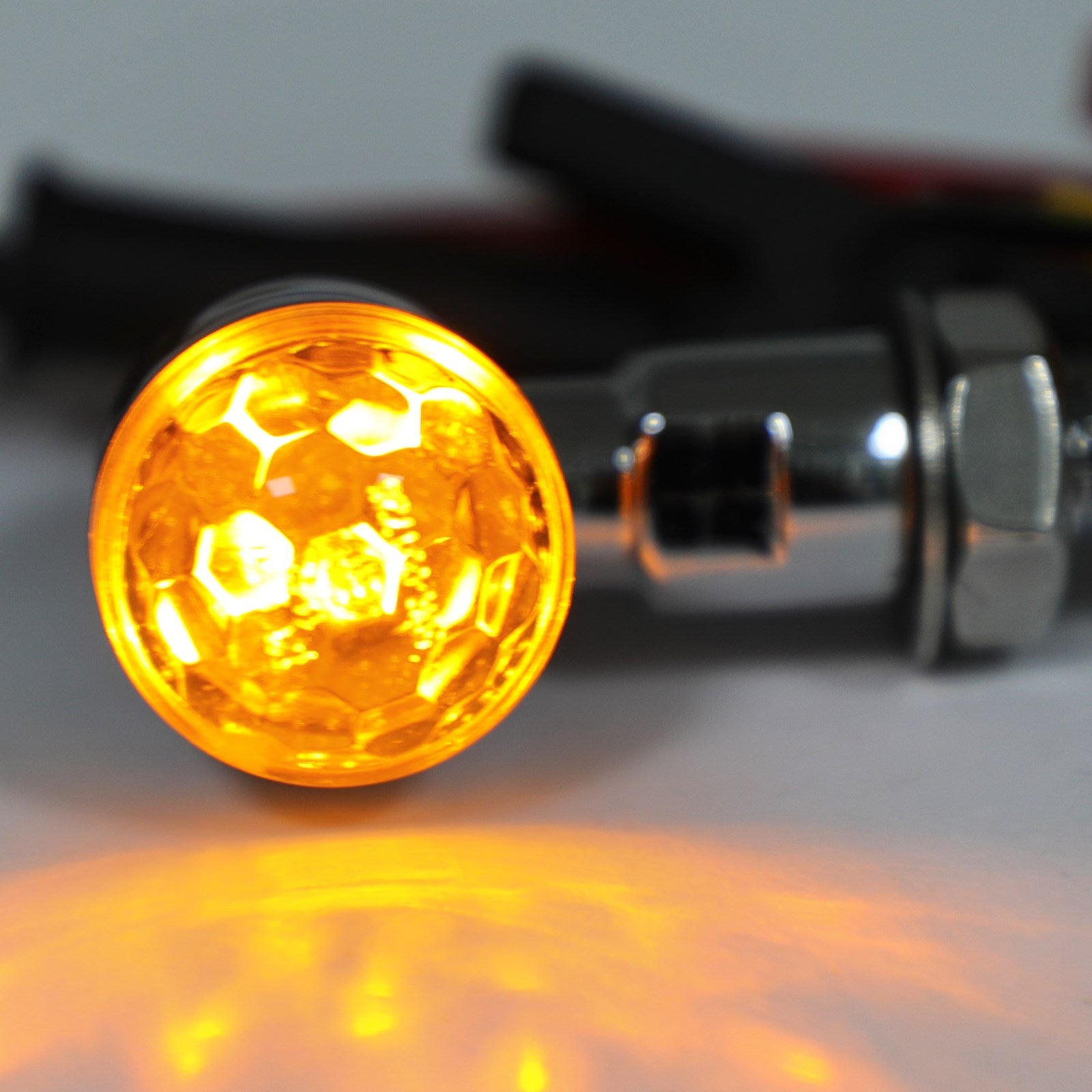 Universal Chrome Mini Bullet Spherical Len Turn Signal Indicator Light Amber Len