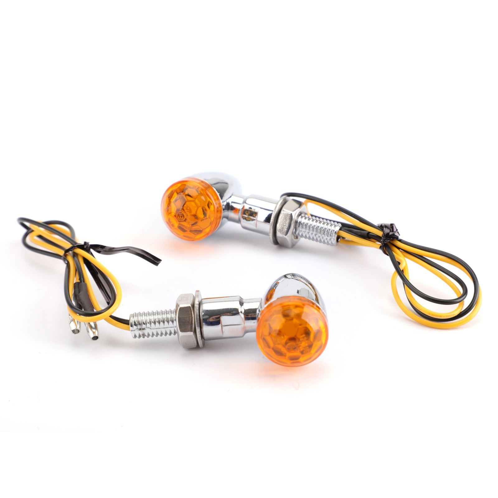 Universal Chrome Mini Bullet Spherical Len Turn Signal Indicator Light Amber Len