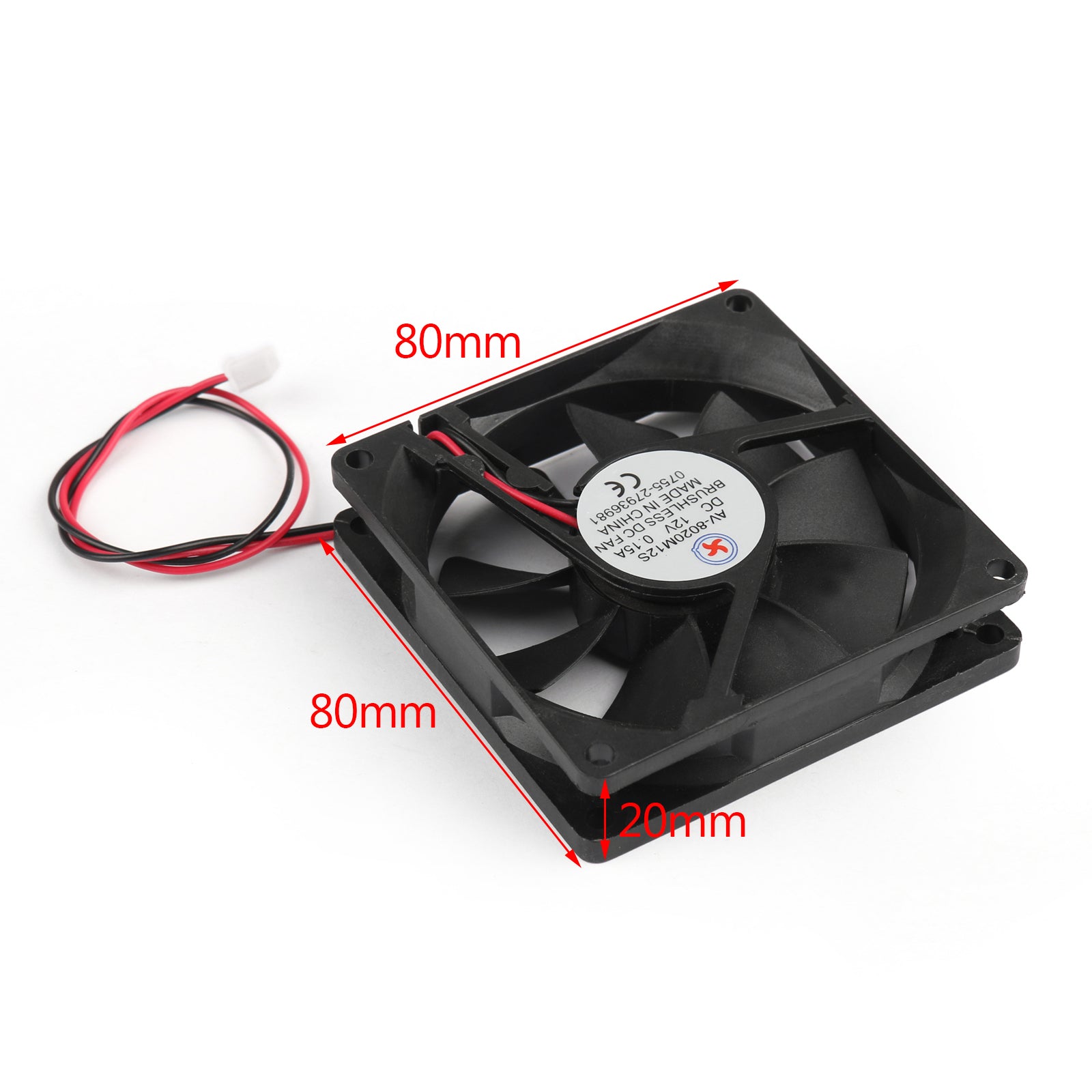 1Pcs DC Brushless Cooling PC Computer Fan 12V 8020s 80x80x20mm 0.15A 2 Pin Wire