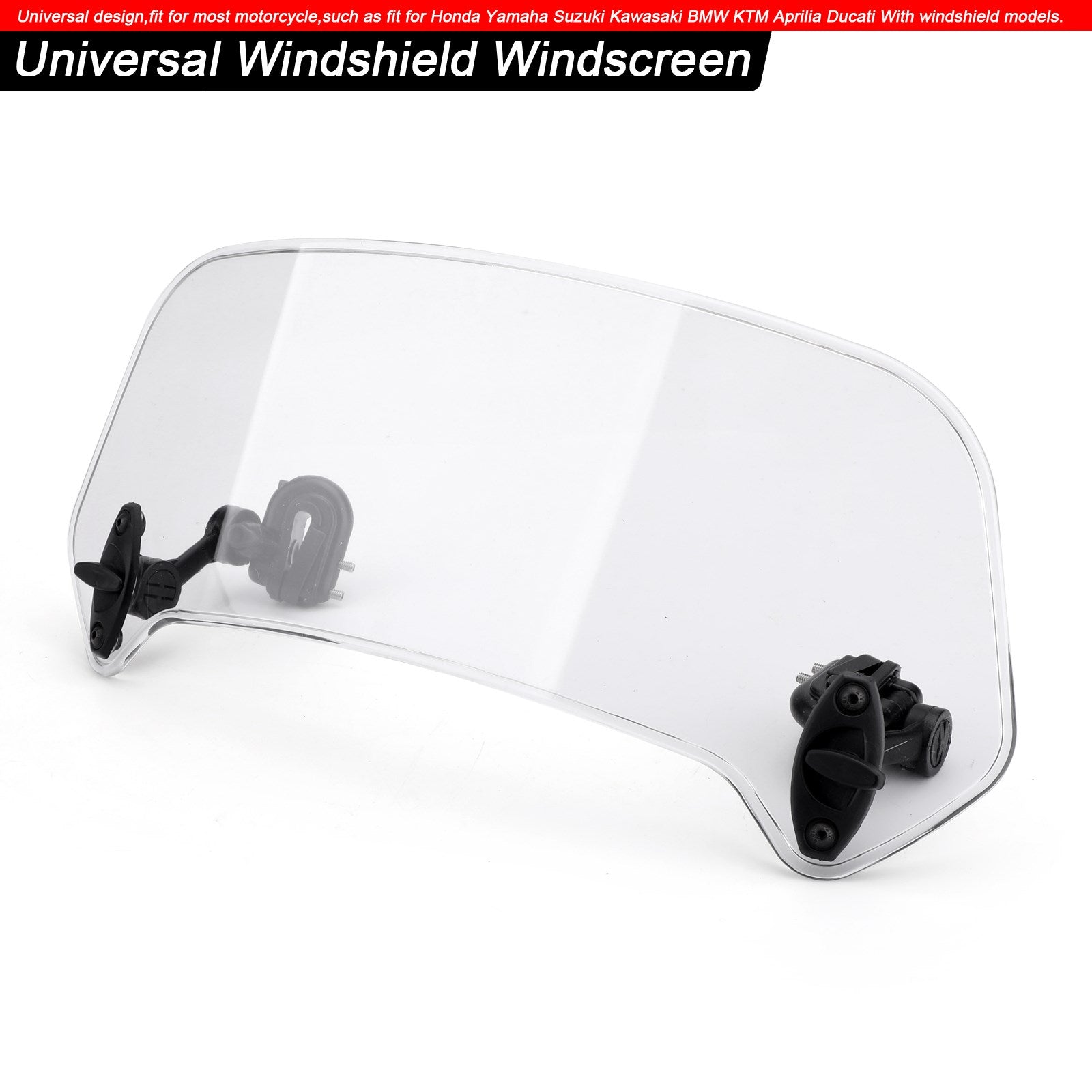 Motorcycle Adjustable Clip On Windshield Extension Spoiler Wind Deflector Clear Generic