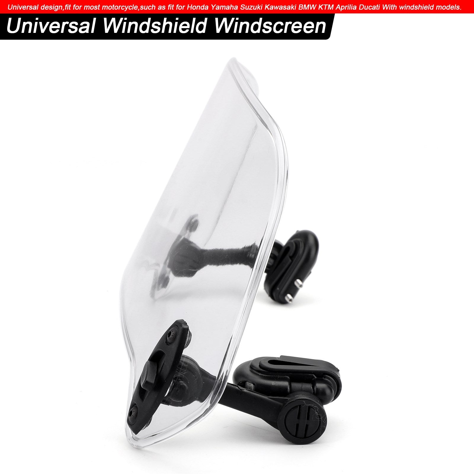 Motorcycle Adjustable Clip On Windshield Extension Spoiler Wind Deflector Clear Generic