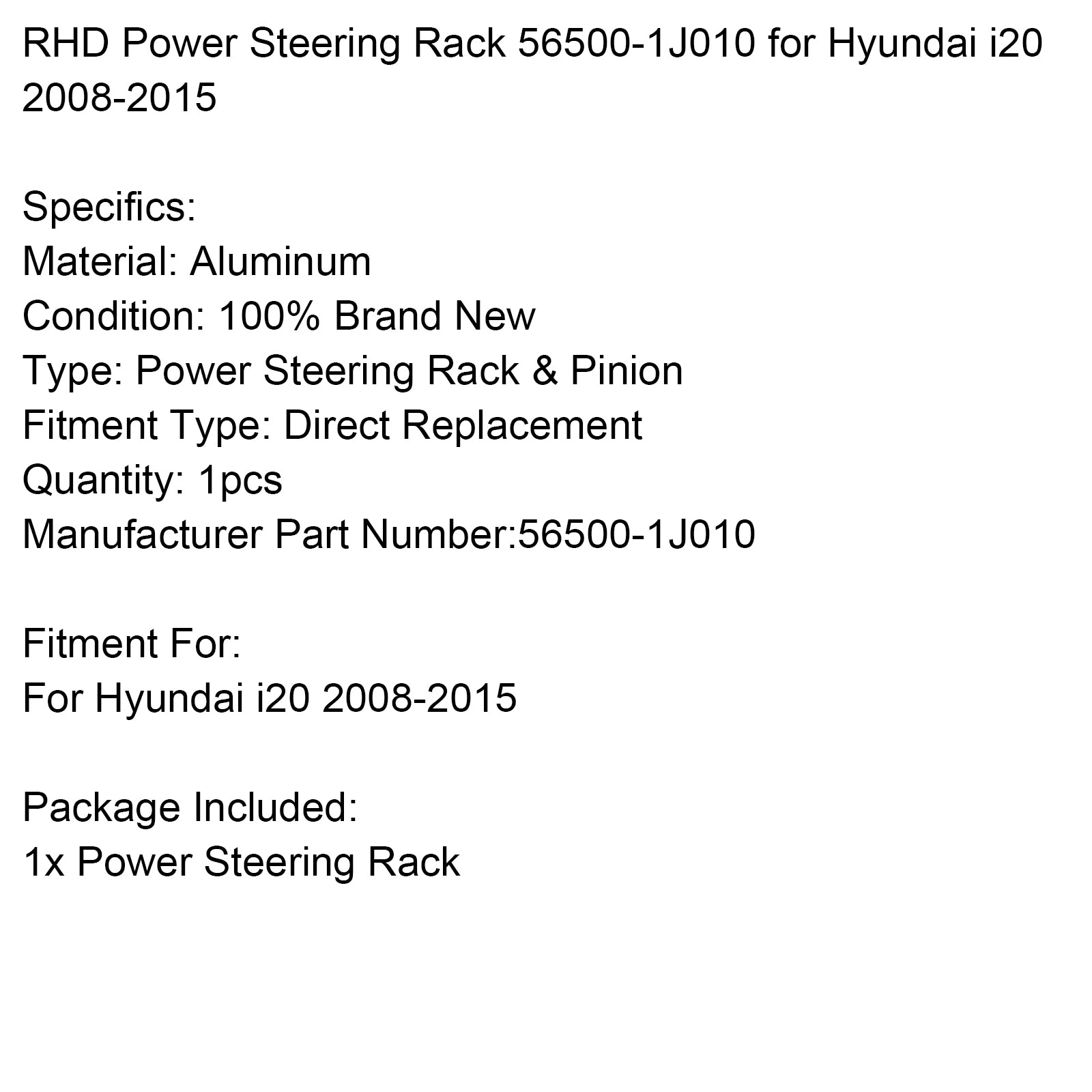 Estante de dirección asistida con volante a la derecha Hyundai i20 2008-2015 56500-1J010
