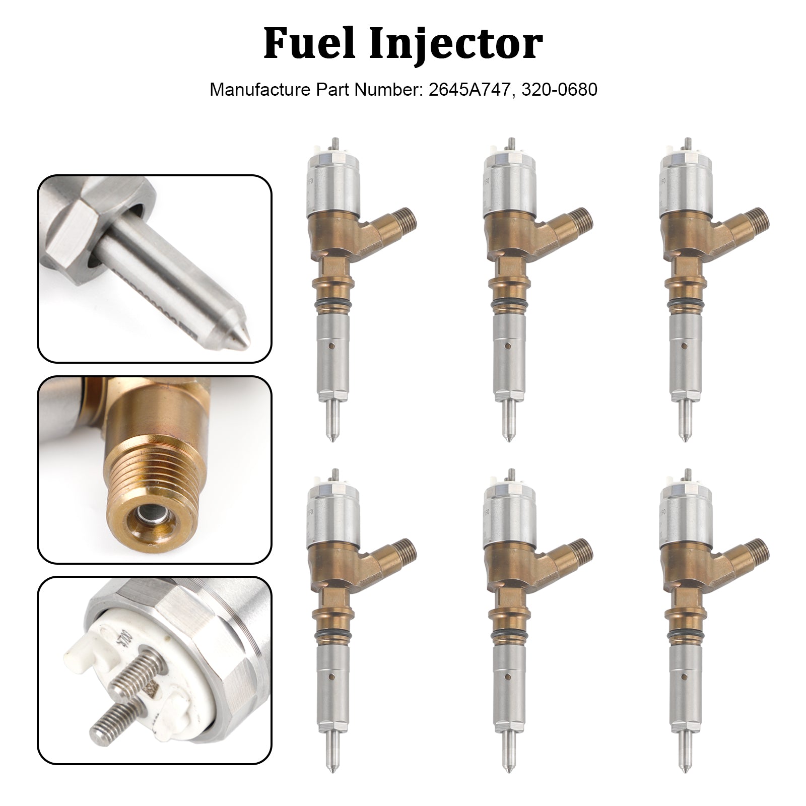 Injecteurs de carburant 3264700 adaptés à Caterpillar C6 C6.4, pour pelle CAT 320D, 6 pièces