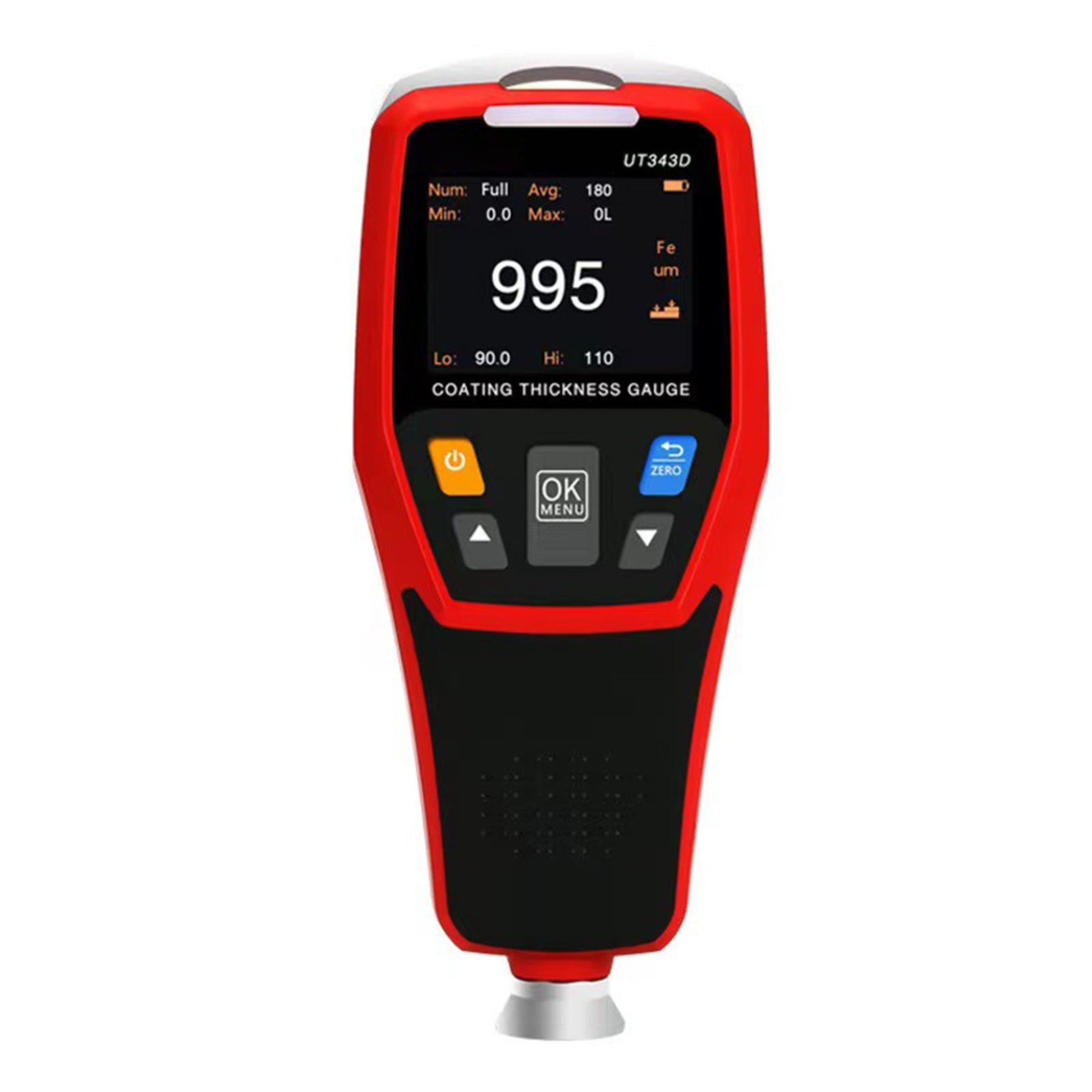 UT343D Digital Coating Thickness Gauge Meter Tester Range 0 to 1250um