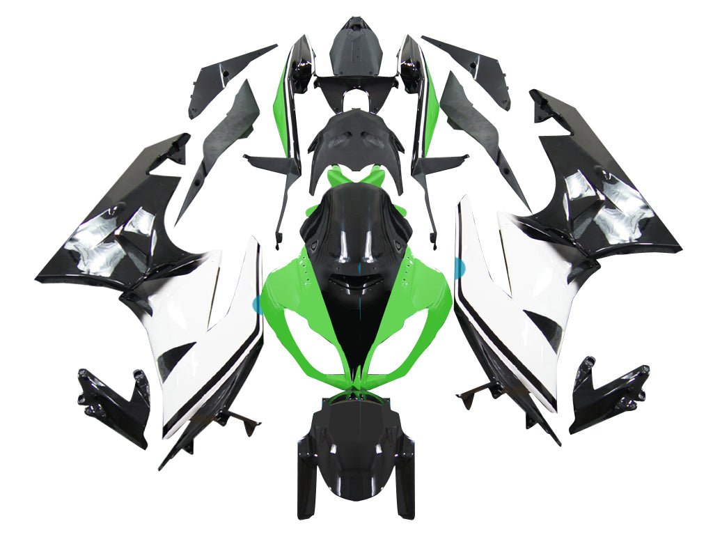 2009-2012 Fairings Kawasaki ZX6R ZX636 Green White Black Ninja Racing Generic