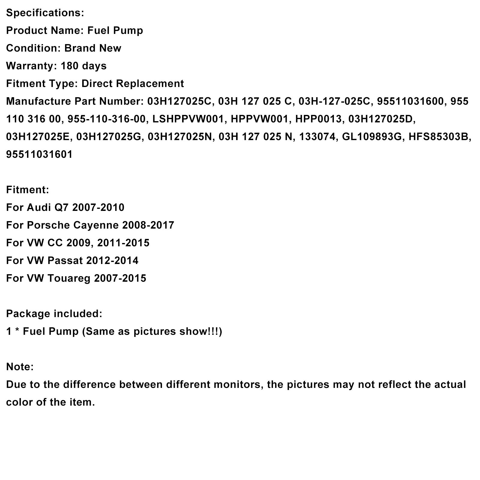 High Pressure Fuel Pump 03H127025C Fit Audi Q7 Fit VW Touareg Fit Cayenne