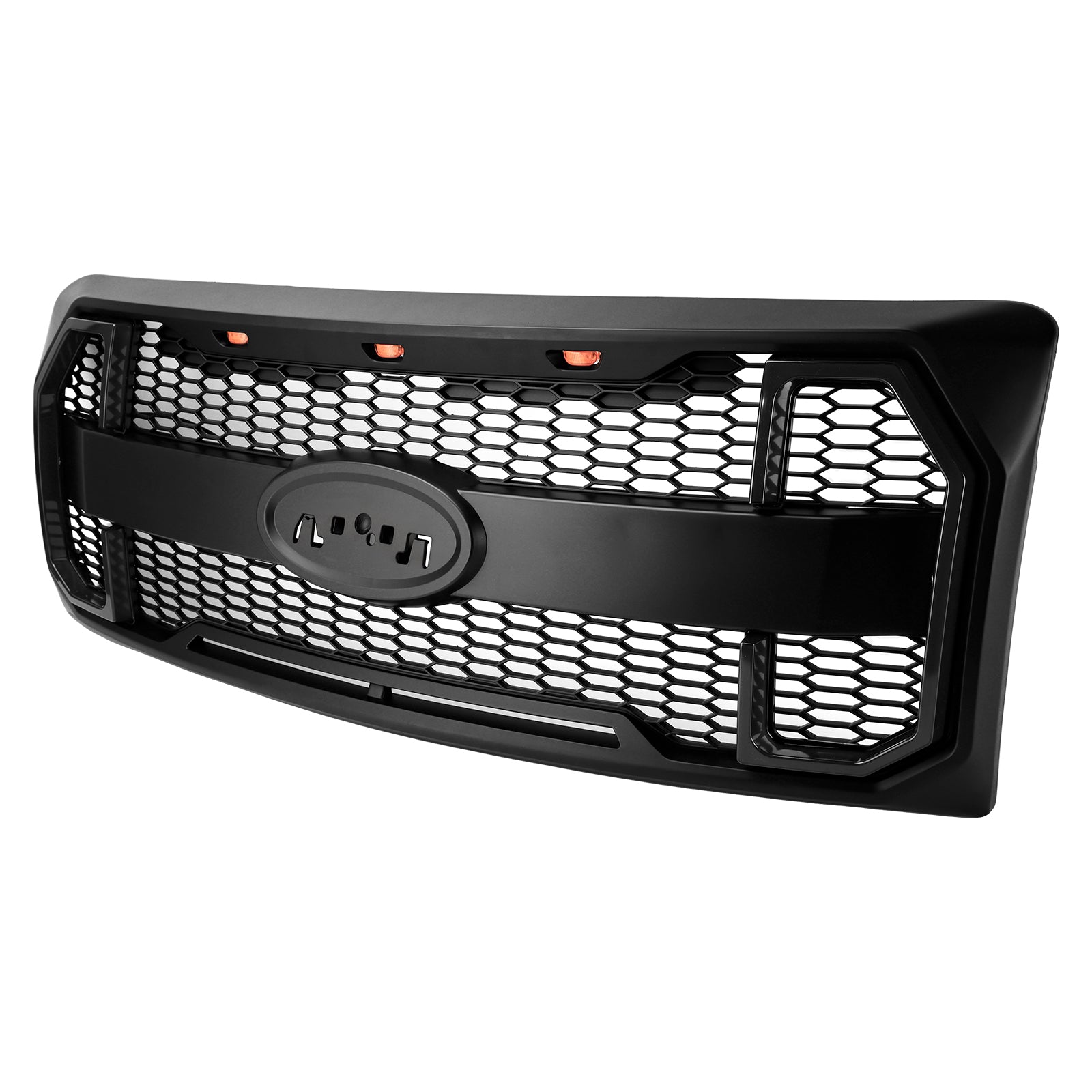 2009-2014 Ford F150 Matte Black Raptor Style Front Bumper Grille Grill W/LED