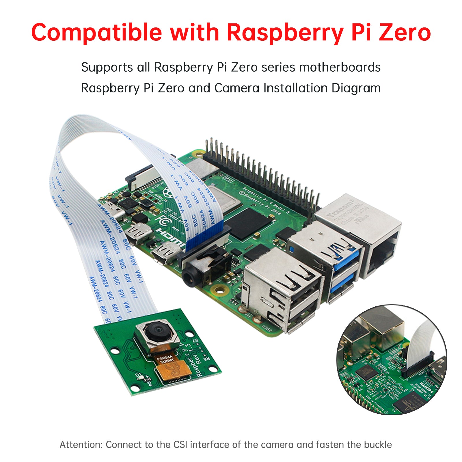 Raspberry Pi 4B Camera 5 Miljoen OV5647 HD Cameramodule Vaste Focus/Autofocus
