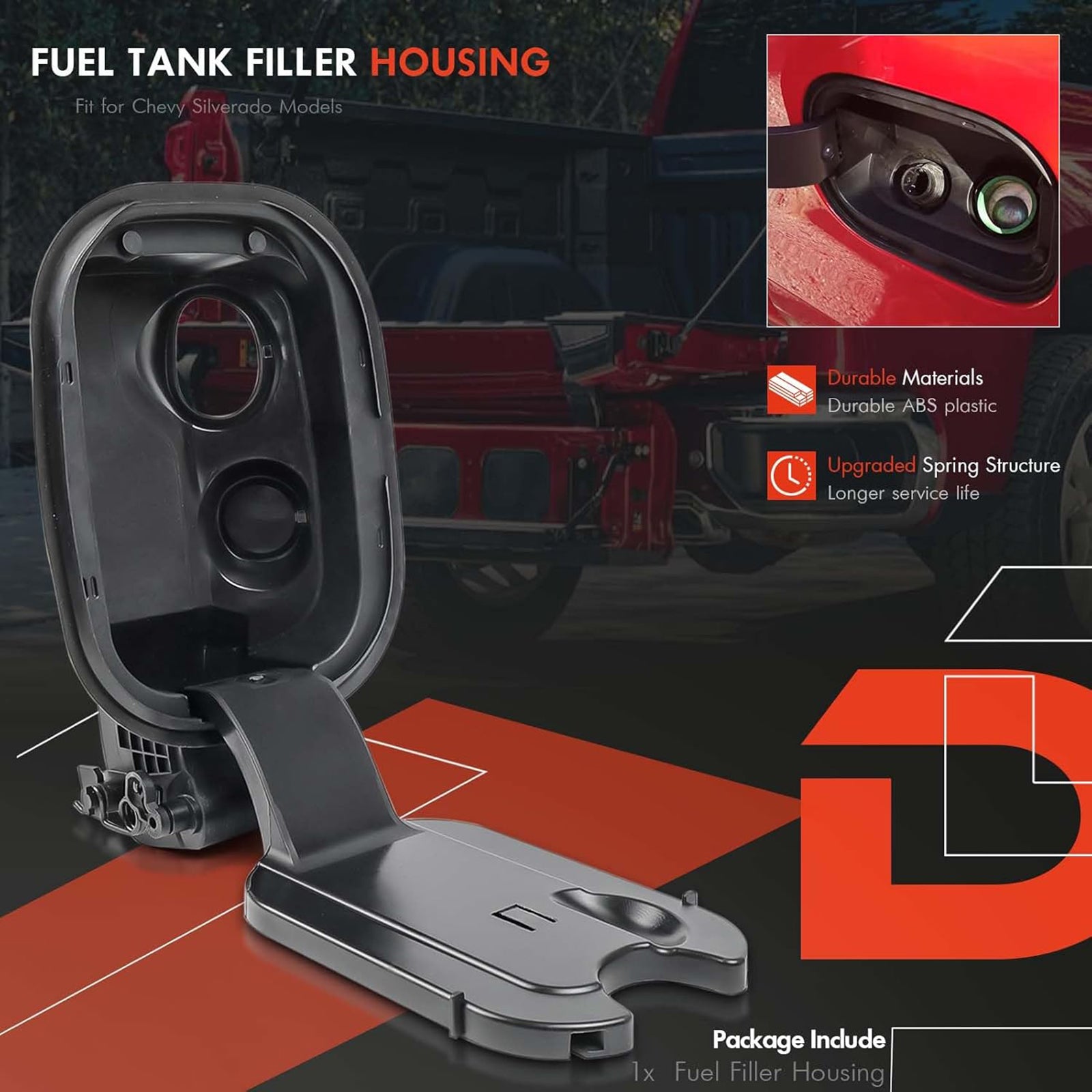 Fuel Door Tank Filler Pipe Housing 84745944 For Chevy Silverado 1500 6.6FT 19-24