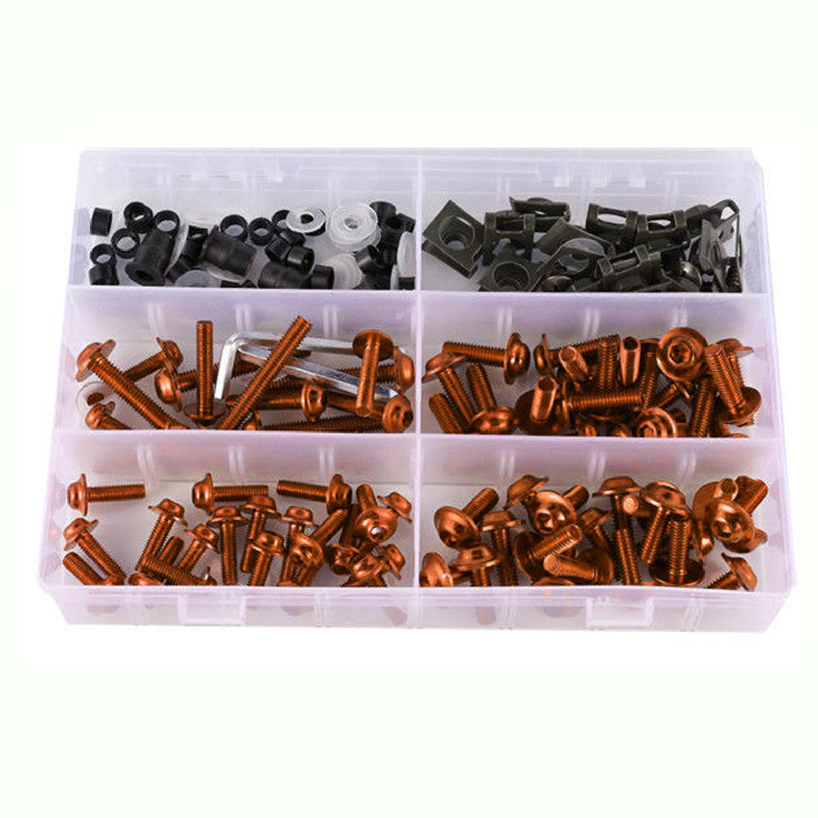 Kit de boulons de carénage pour motos de sport, 177 pièces, vis de fixation M5/M6 Orange