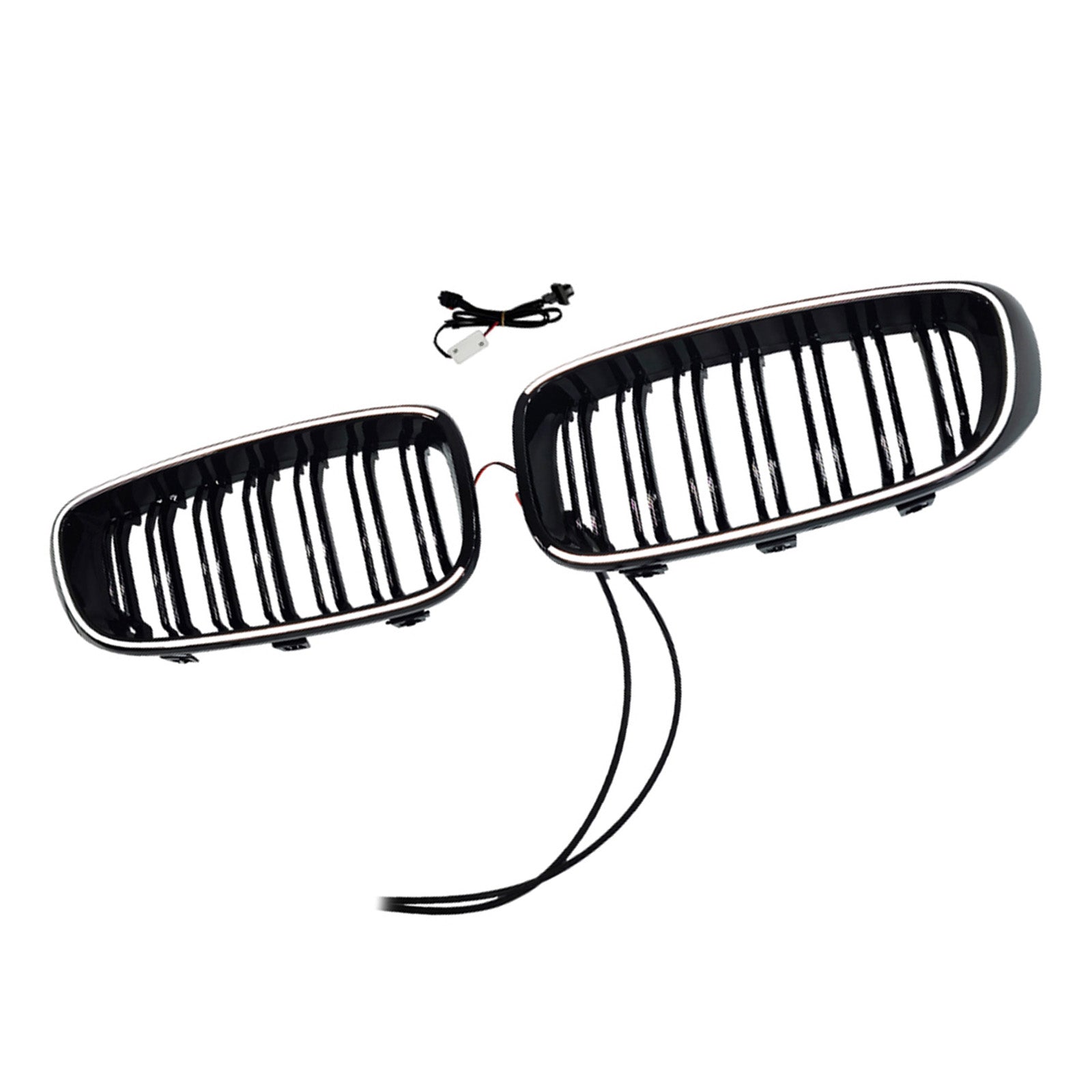 Dual Slat Front Bumper Grille Fit BMW 3 Series F34 GT 2013-2019 Gloss Black