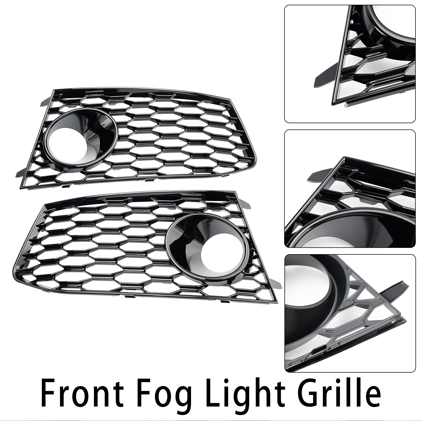 Pair Front Bumper Fog Light Lamp Frame Grille Covers Fit Audi RS7 2014-2018