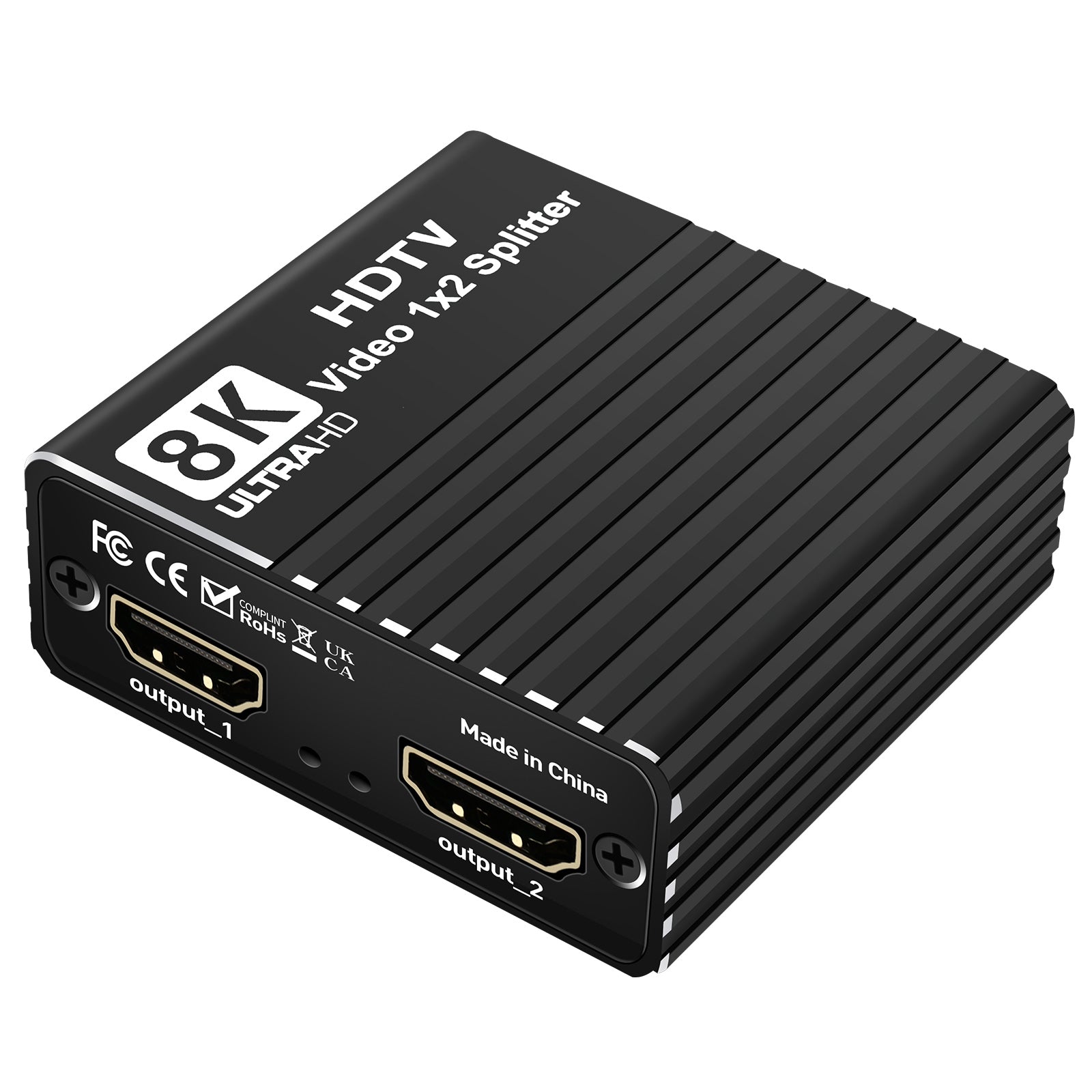 8K HDMI 1 naar 2 splitter HD2.1 8K60hz/4K120hz/1080P240hz met EDID-splitter 1x2