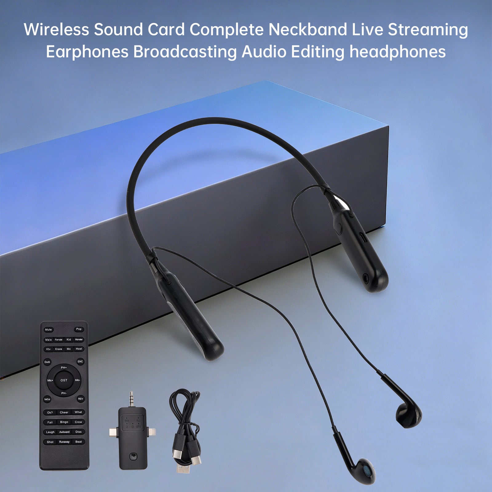Carte son sans fil, tour de cou complet, écouteurs de Streaming en direct pour téléphone PC TV