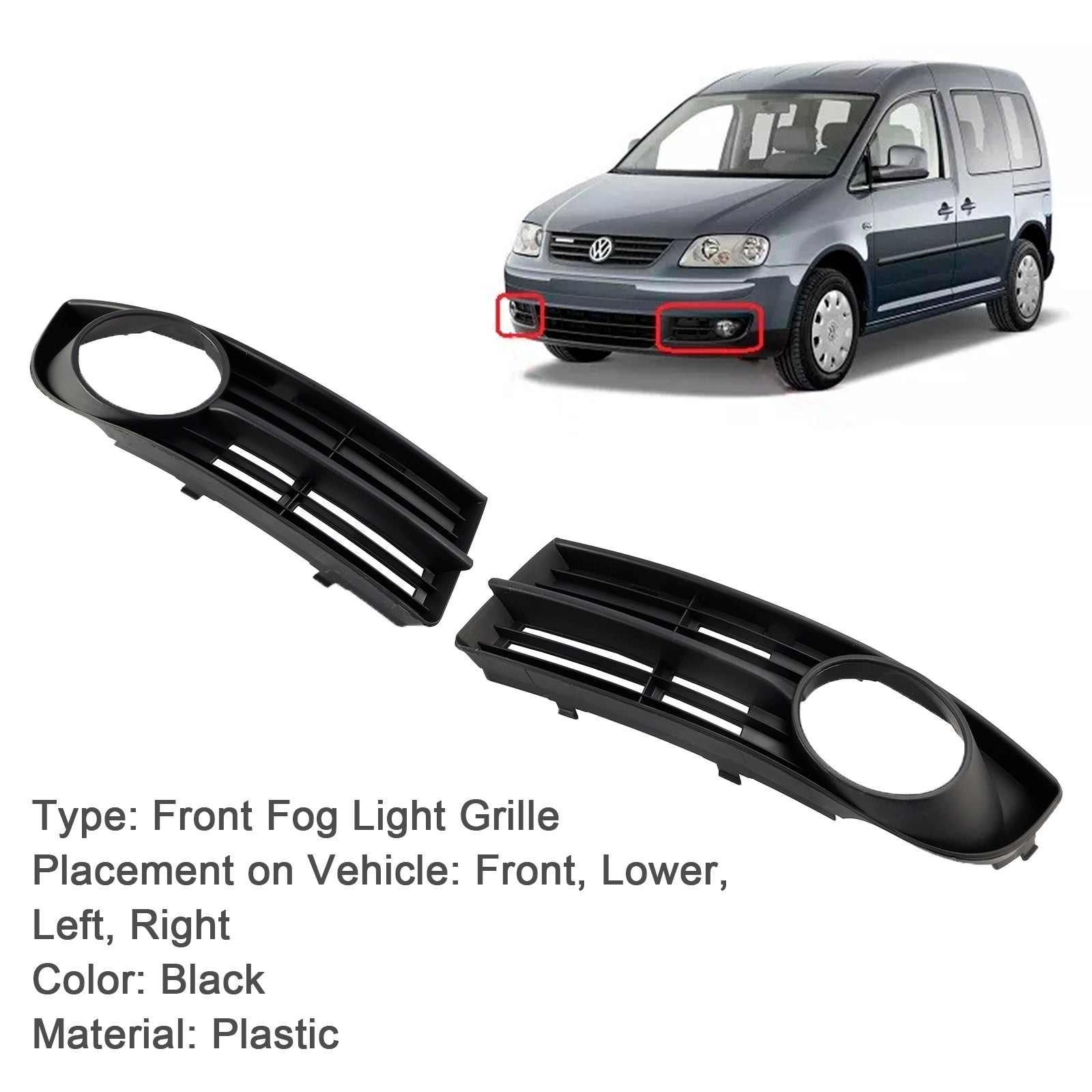 Predný nárazník Foglight Grille Fit VW Caddy Life 2004-2010 Fit Touran 2003-2006