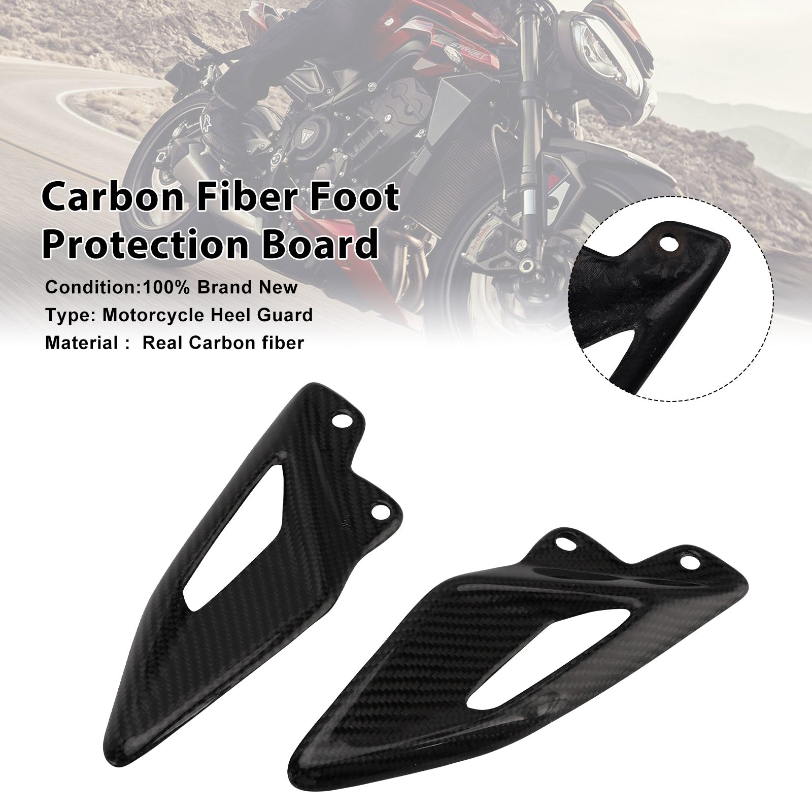 Panneau de Protection des pieds en Fiber de carbone véritable, pour Street Triple 765 RS 2016 – 2022