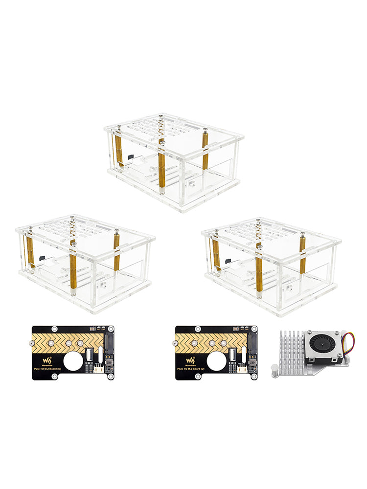 Raspberry Pi5 PCI-E Adapterbehuizing PCIe naar M.2 Adapterkaart Acrylboxradiator