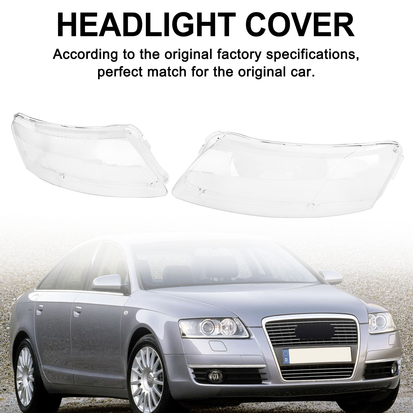 2006-2011 Audi A6 Left +Right Headlight Lens Plastic Cover Shell 4F0941003/04