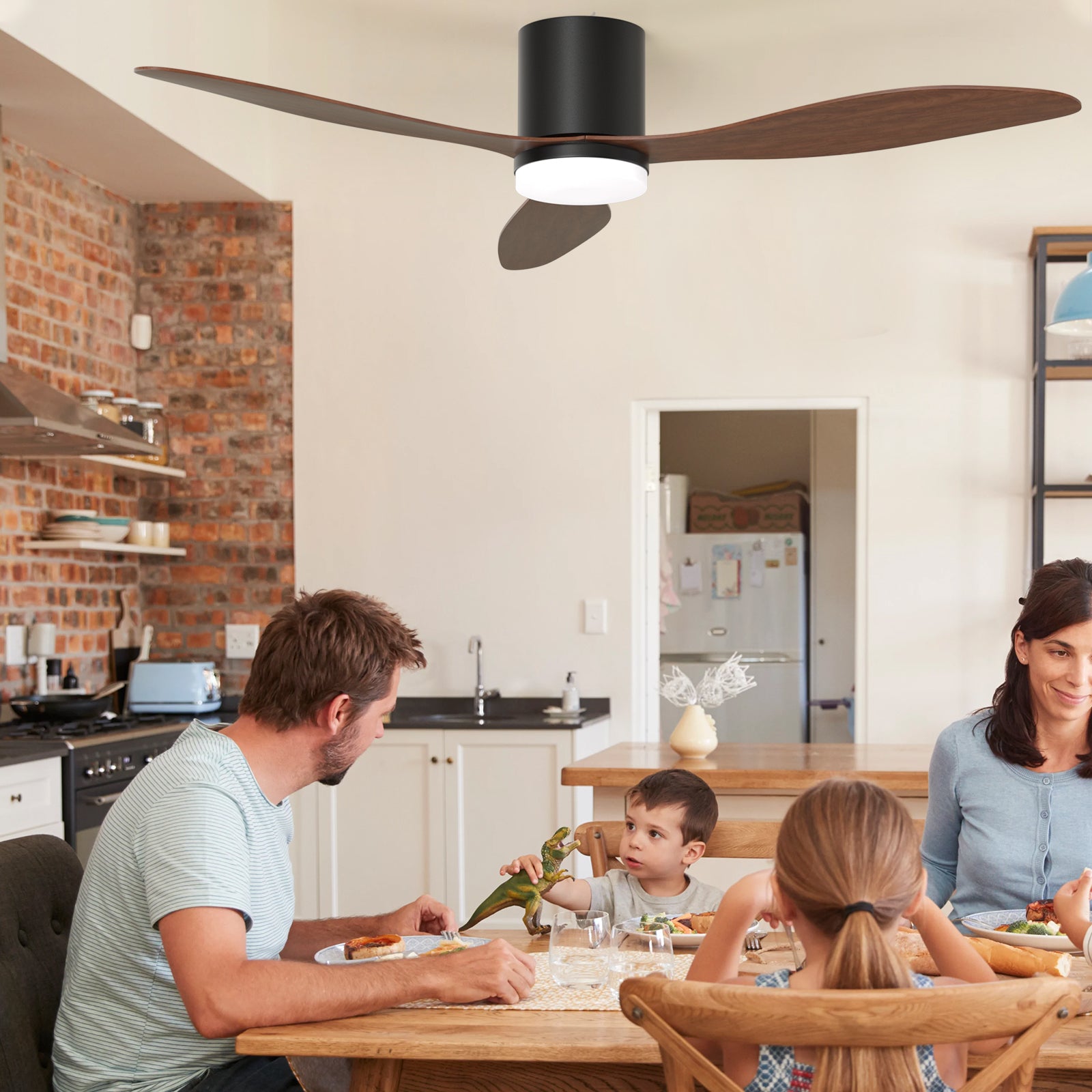 Dimmable LED DC Motor 52" Profile Ceiling Fan with Lights Remote/App Control