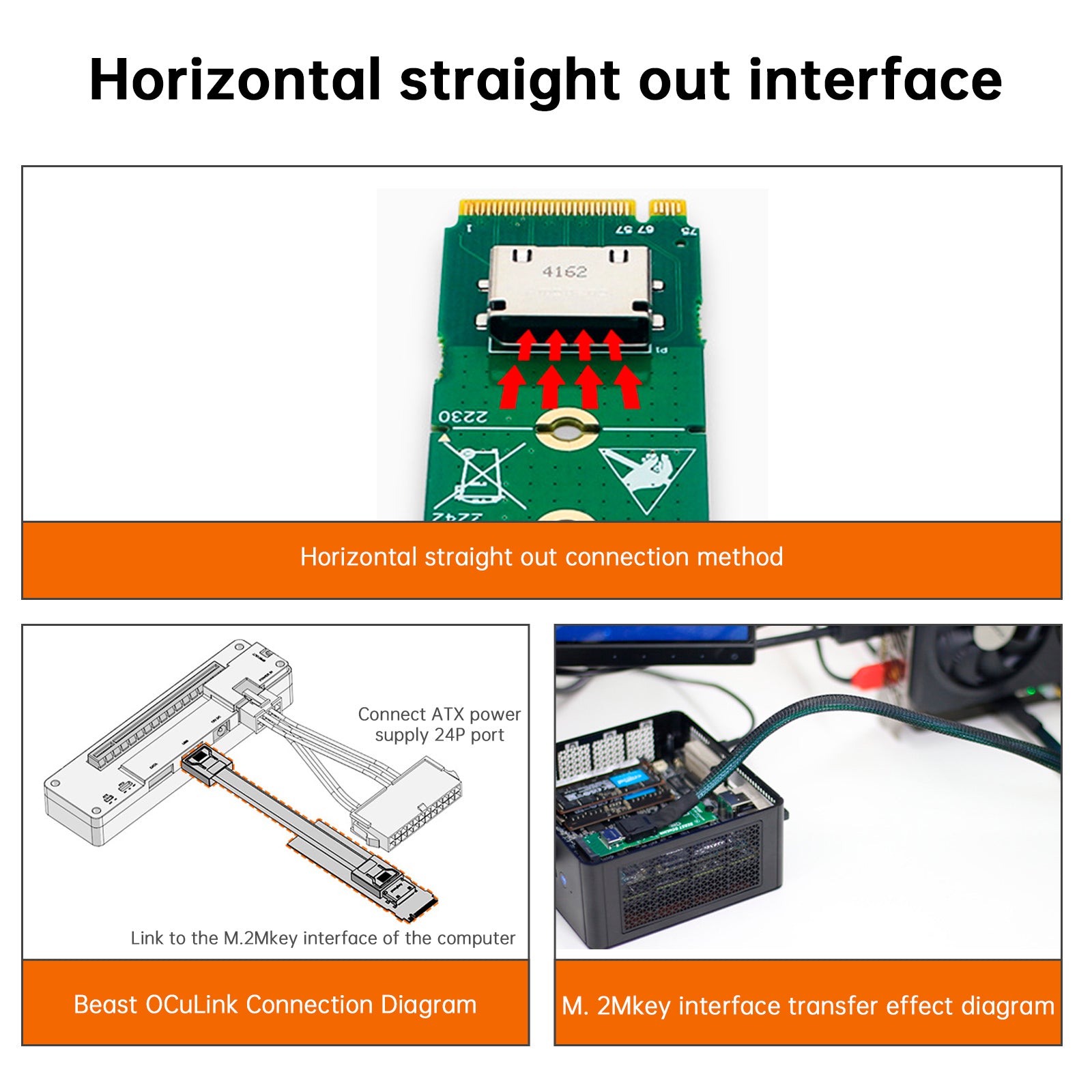 M.2 naar OCuLink-adapterkaart M.2 M SLEUTEL naar OCULINK-interfaceconversiekaart