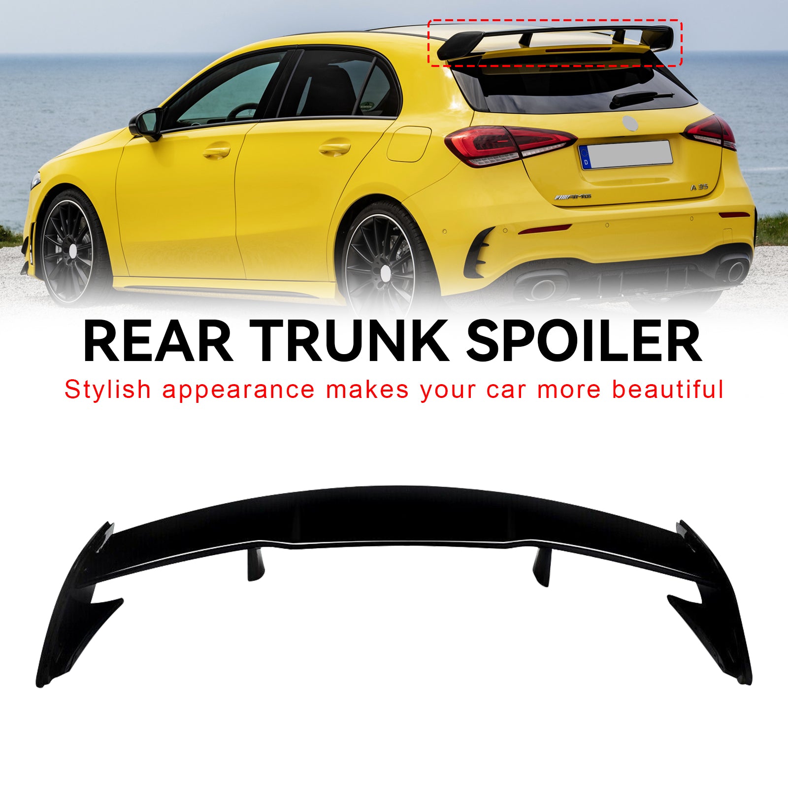 2013-2018 Mercedes A Class W176 AMG Style Black Rear Roof Spoiler Wing