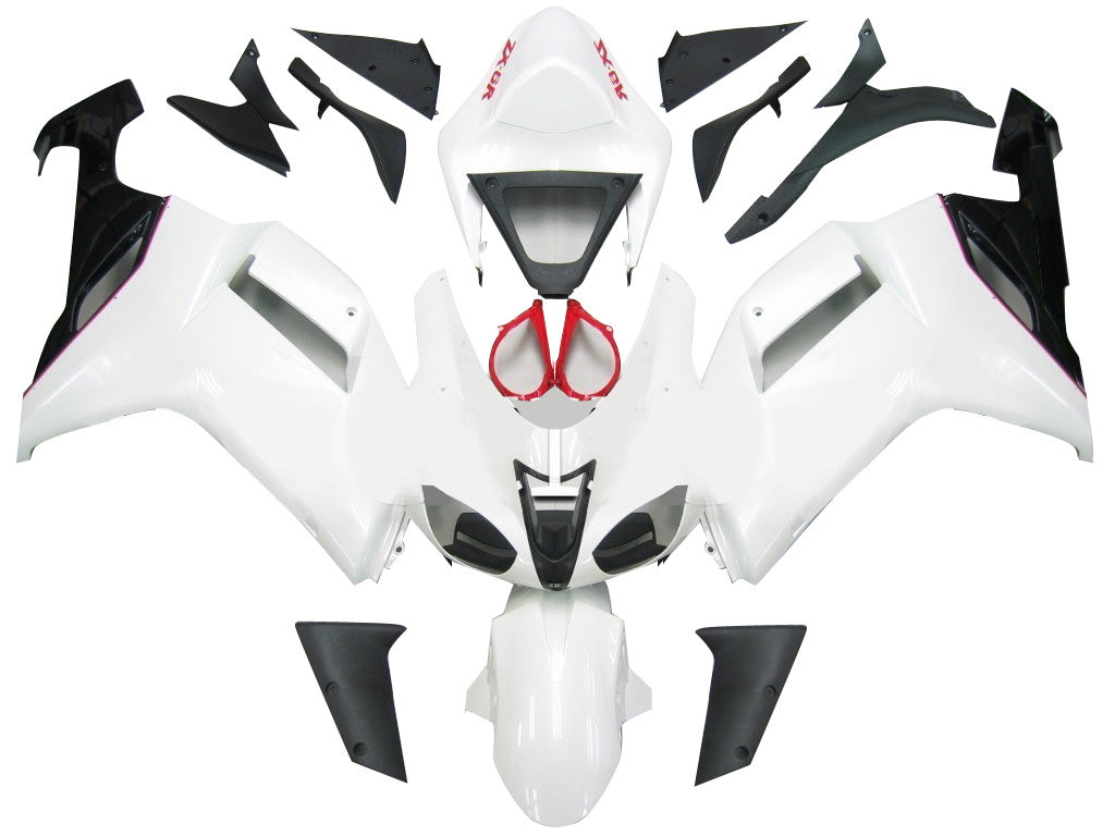 2007-2008 Kawasaki ZX6R ZX636 Fairings White Red Black ZX6R Racing Generic