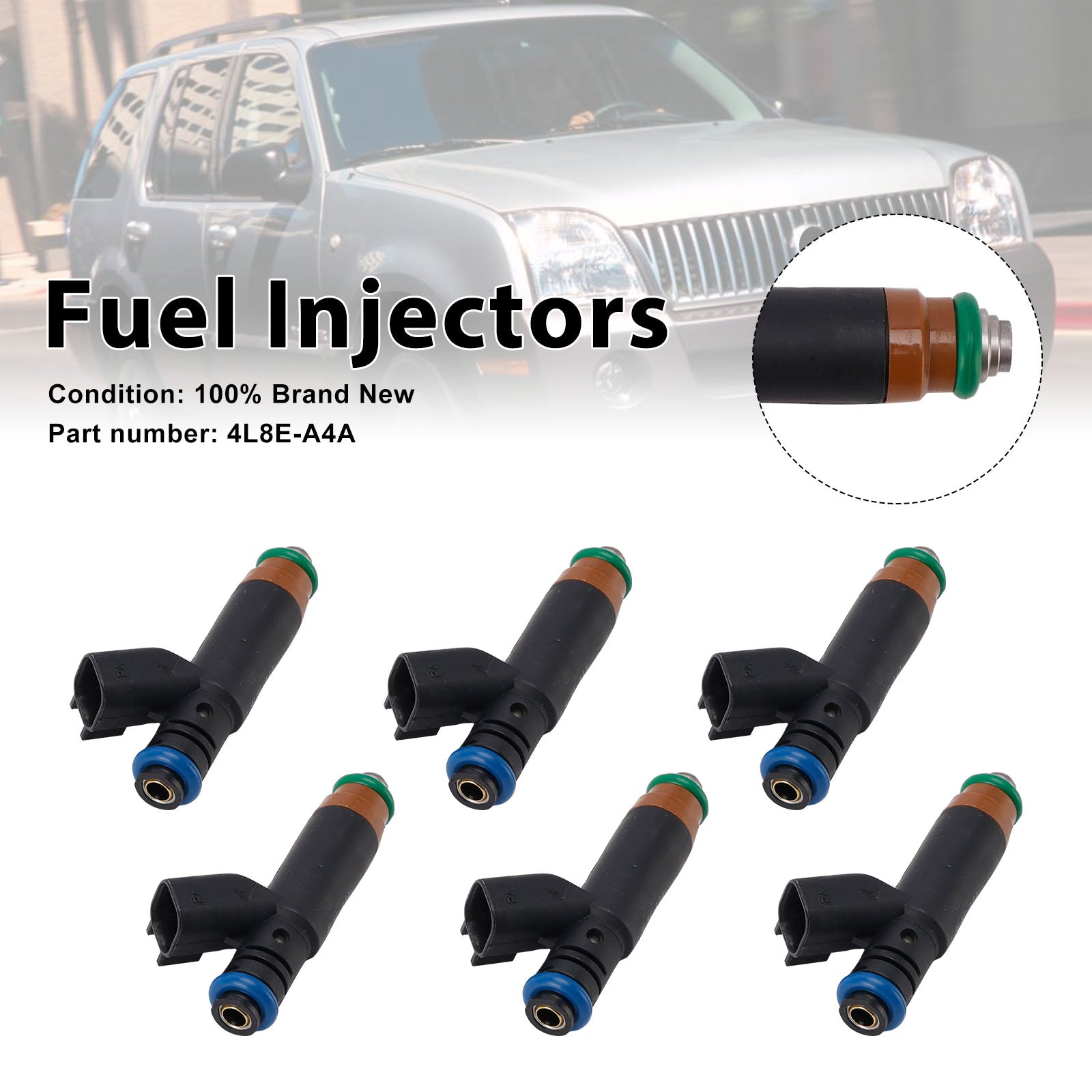 6PC 4L8E-A4A Fuel Injectors For Mercury Mariner Ford Taurus Explorer