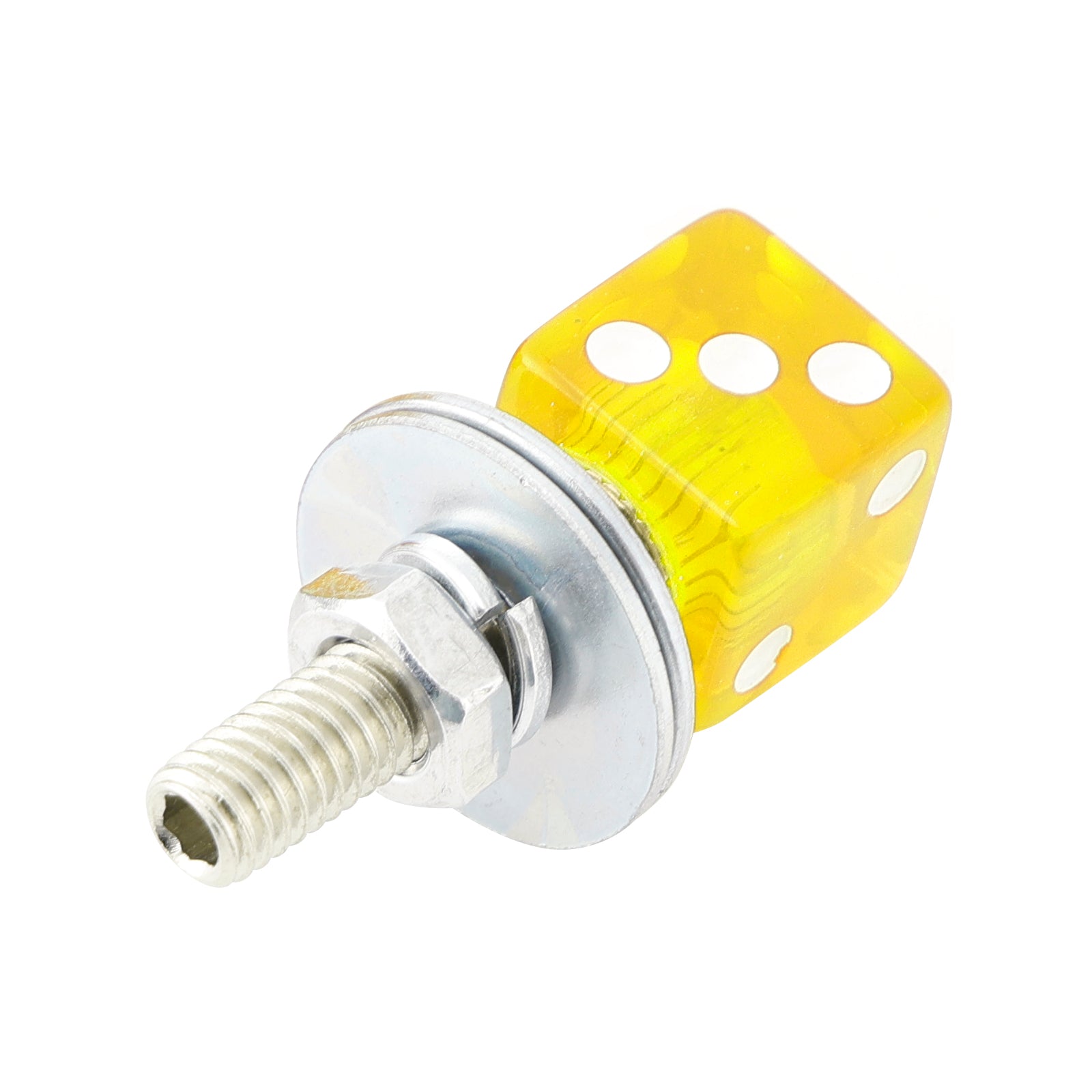 4x Custom DICE License Plate Bolt Screw Yellow Plastic Motorcycle Chopper Bobber