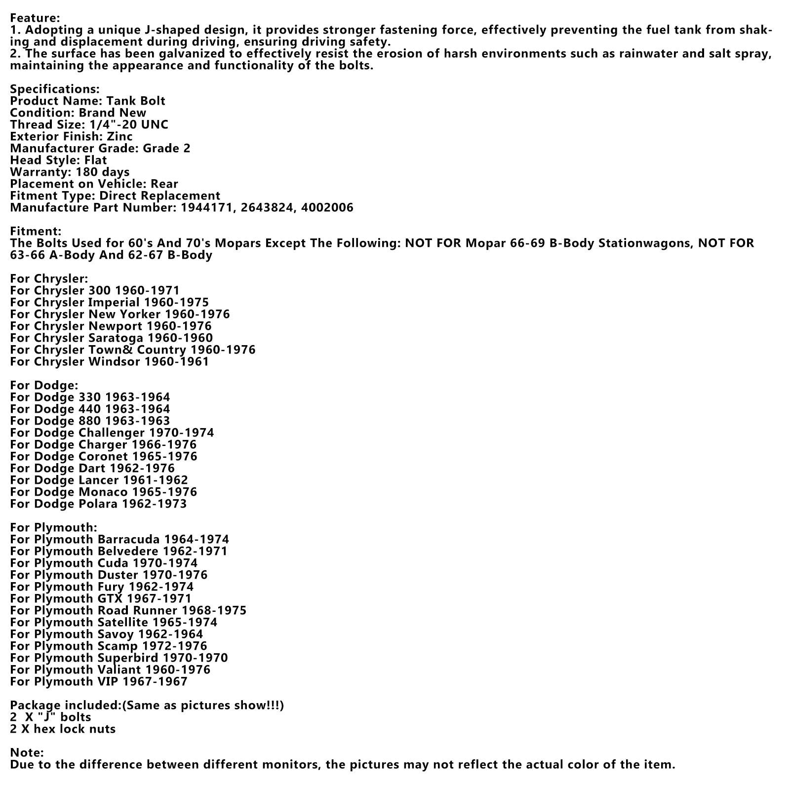 Bandbouten gasbrandstoftank J-bouten passen op 68 69 70 71 72 A-lichaam B-lichaam C-lichaam