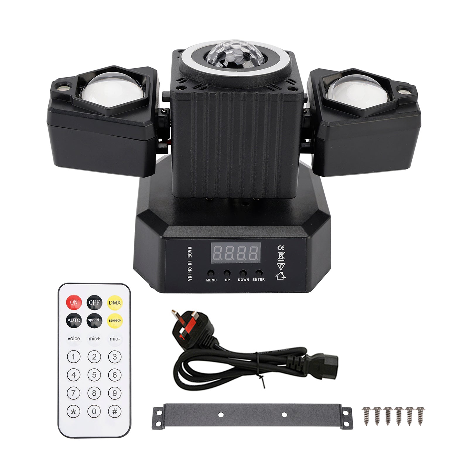 Rörligt huvudljus Roterande Disco Ball Laser Beam Strobe Remote DMX Stage Light