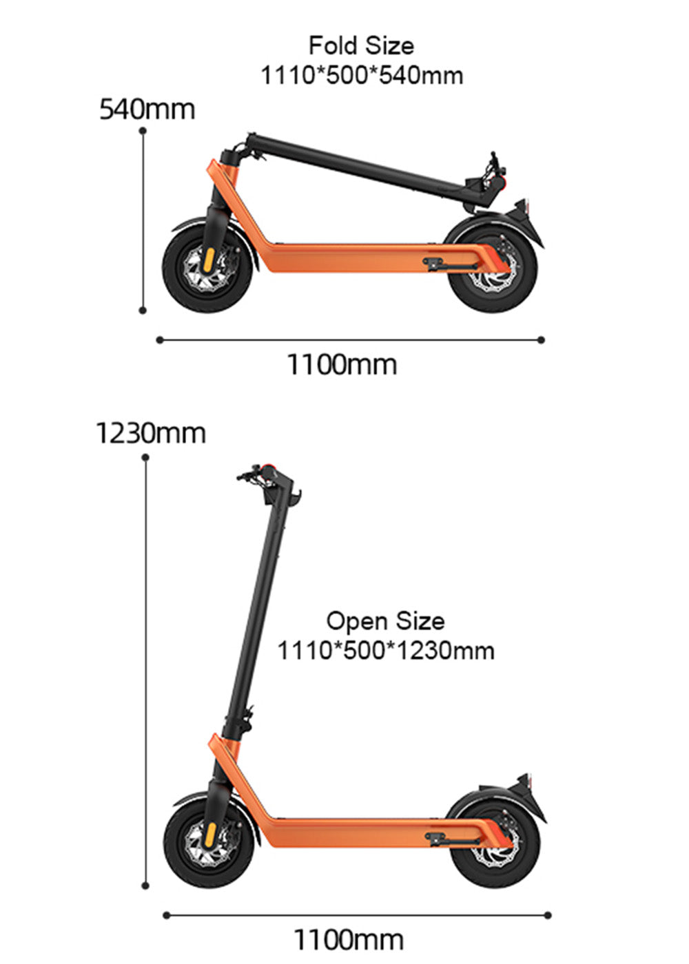 70KM 10" Folding Electric Scooter 500W Range 40km/h For Adult City Commute