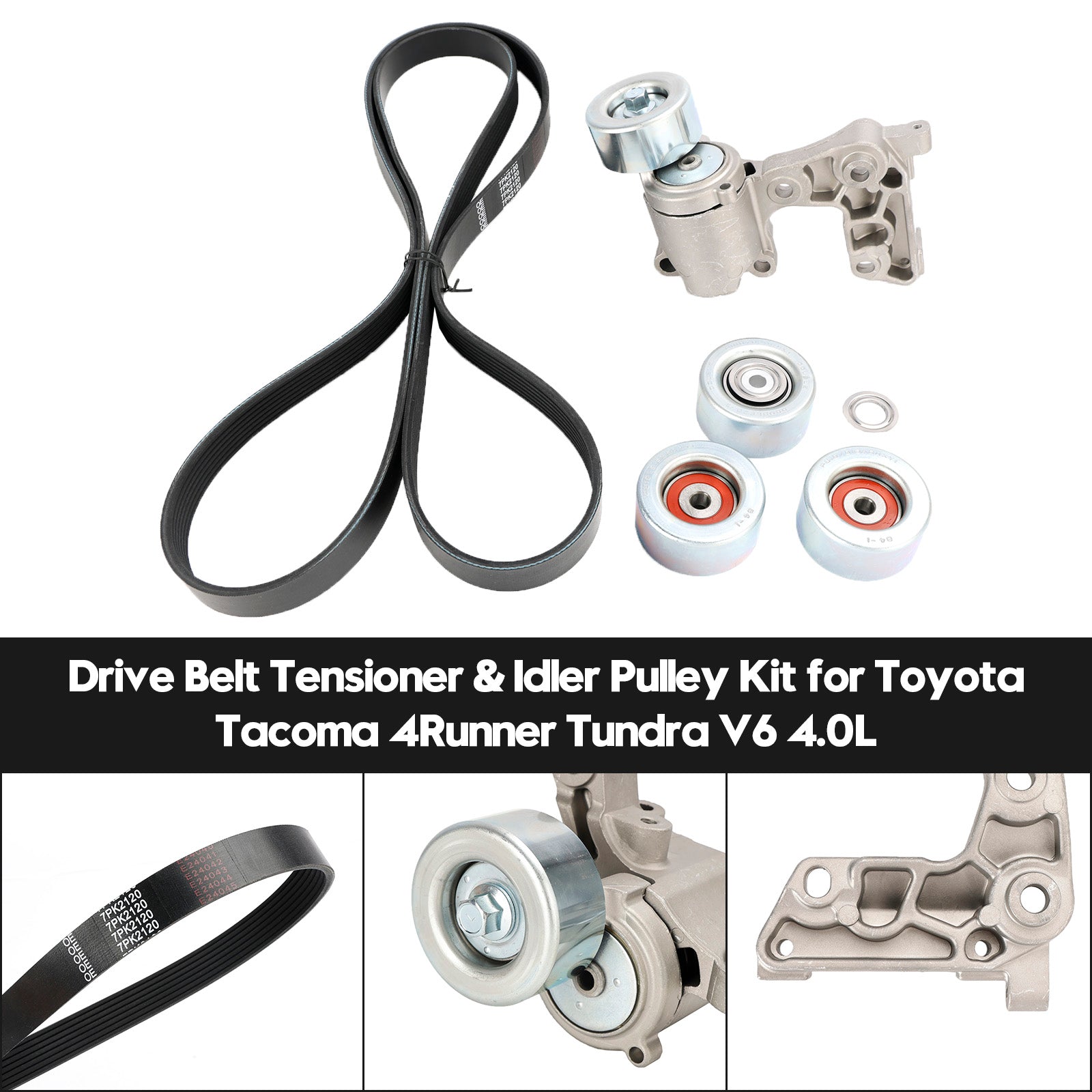 Kit de tensor de correia de transmissão e polia intermediária para Toyota Tacoma 4Runner Tundra V6 4.0L