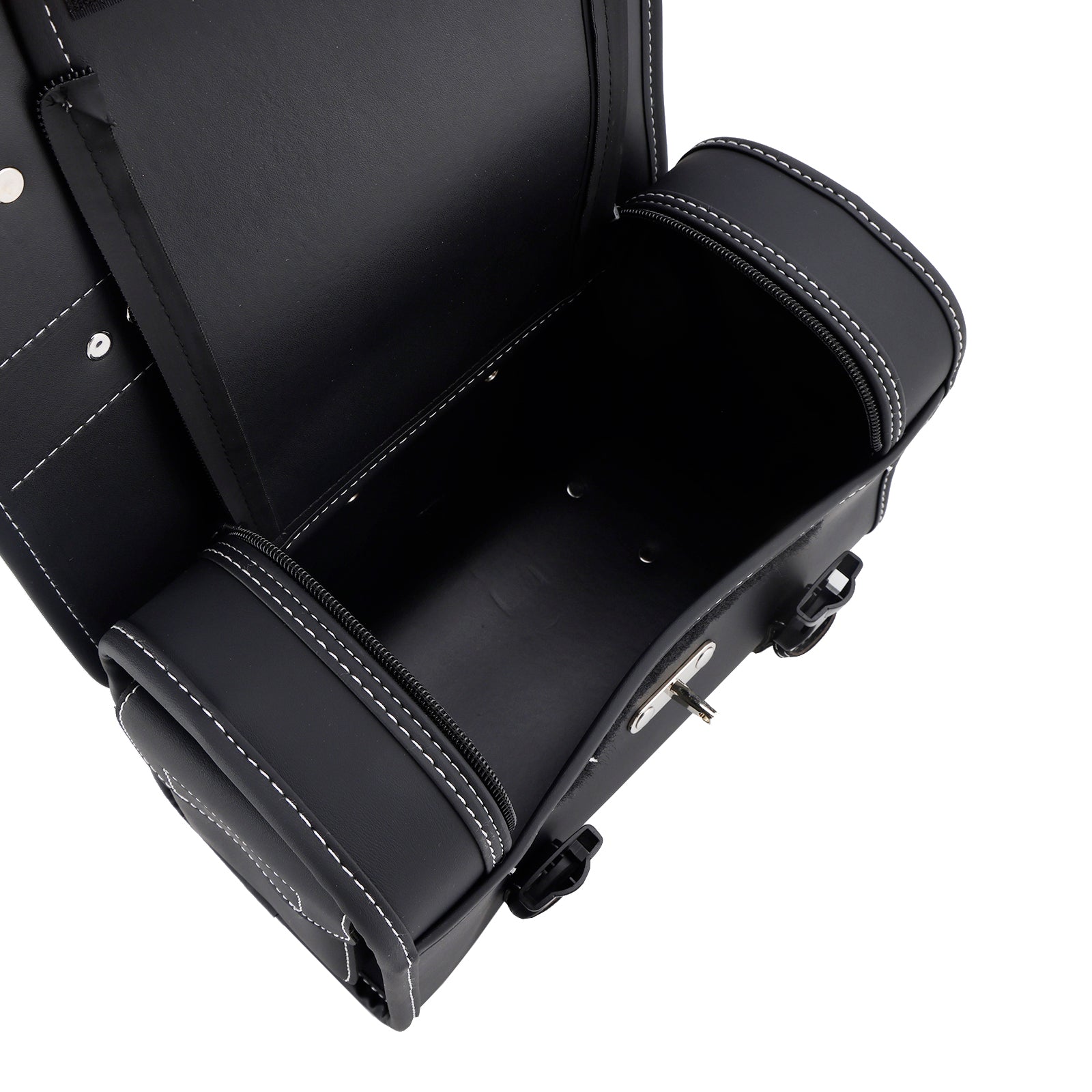 Sac de rangement latéral universel sac de rangement à bagages PU pour moto noir