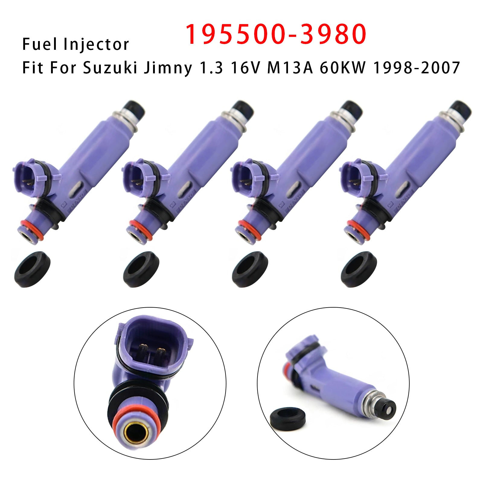 1998-2007 Suzuki Jimny 1.3 16V M13A 4Pcs Fuel Injector 195500-3980
