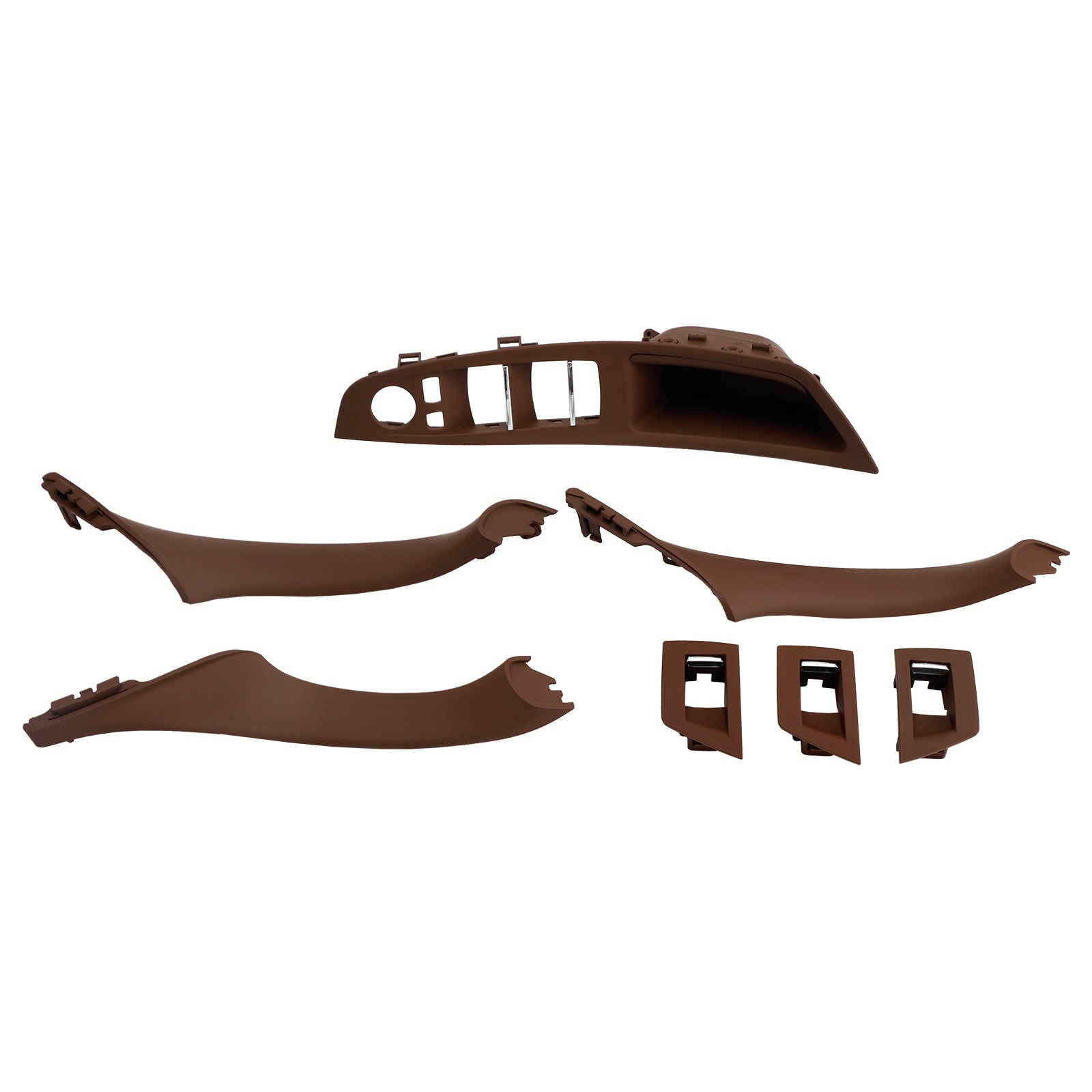 7x Rood Bruin Binnendeurpaneel Handvat Pull Trim Voor BMW 5 Serie F10 F11 10-16