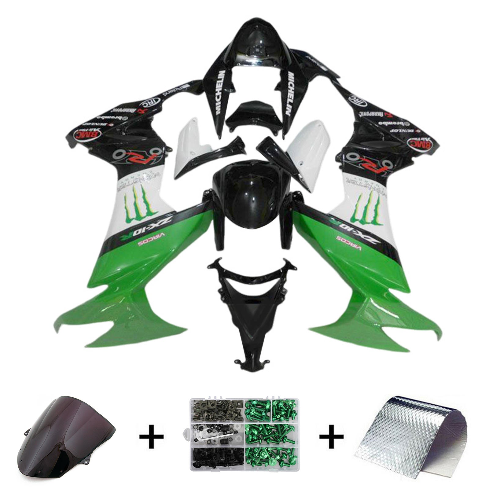 Kit de carénage d'injection Kawasaki ZX10R 2008-2010, carrosserie en plastique ABS