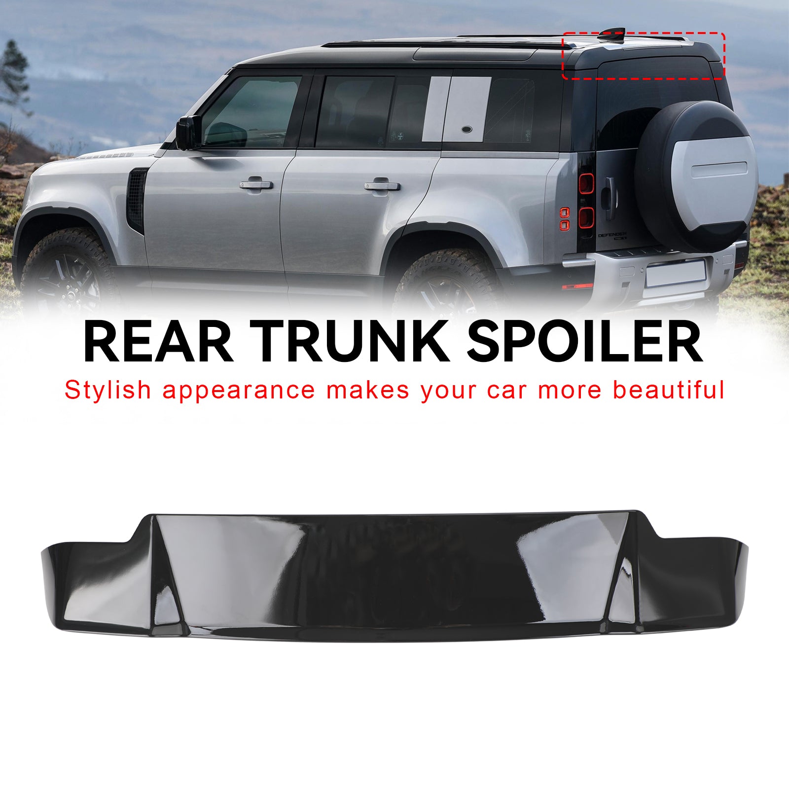 2020-2023 Land Rover Defender L663 Gloss Black Rear Spoiler Roof Wing Lip