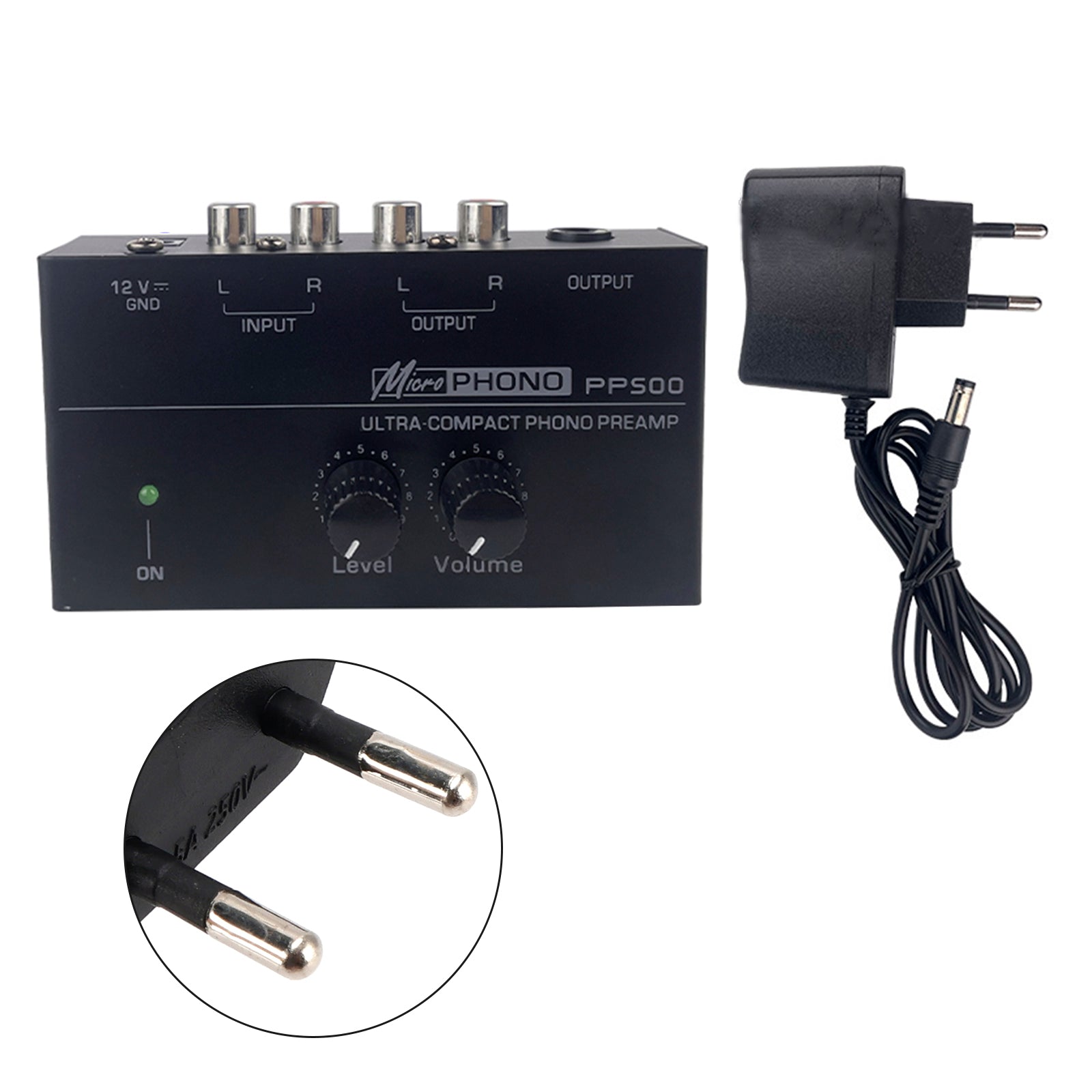PP500 Phono Preamp Preamplifier with Level Volume Control for LP Vinyl Turntable