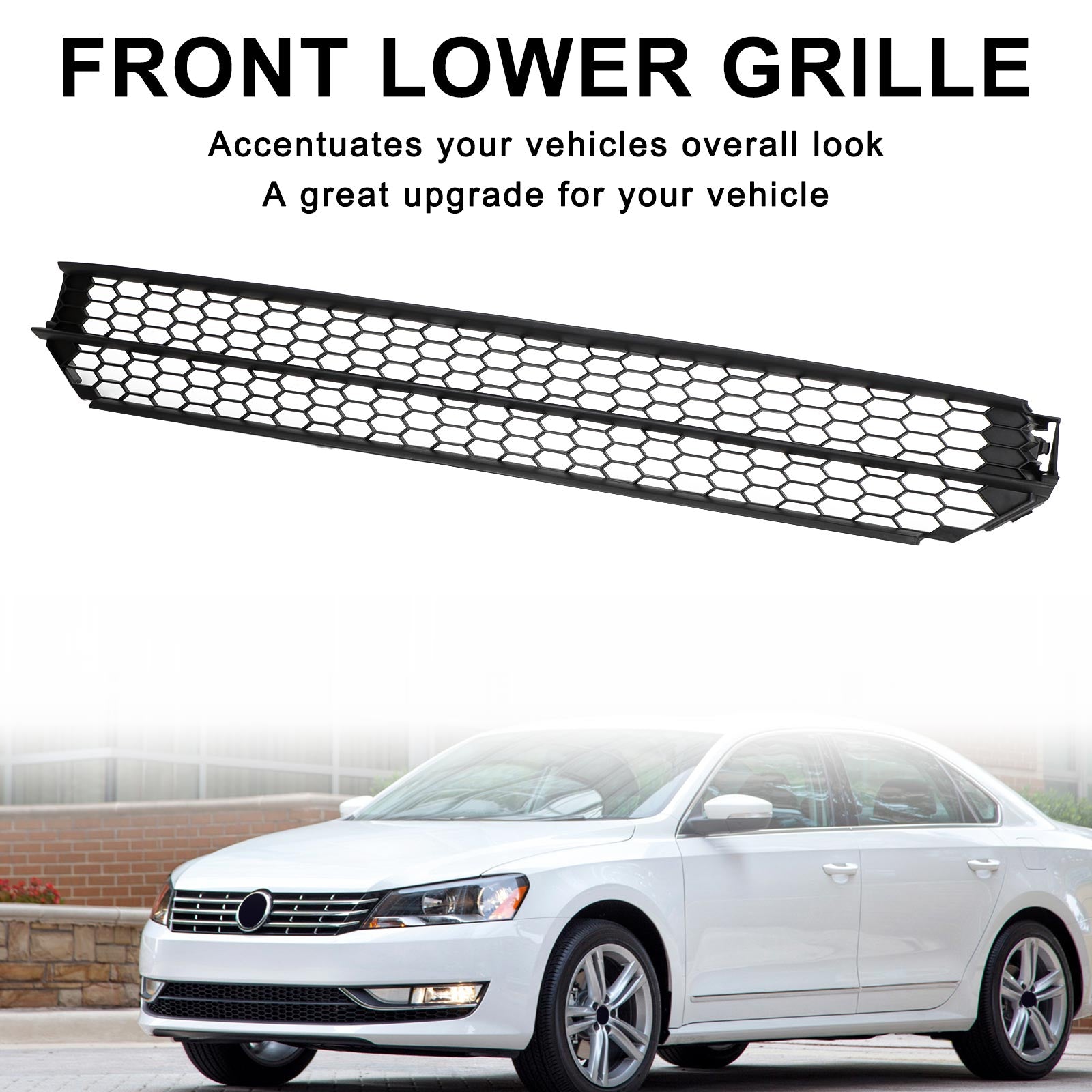 Honeycomb Front Bumper Lower Grill Grille Fit VW Passat 2012-2015 Black