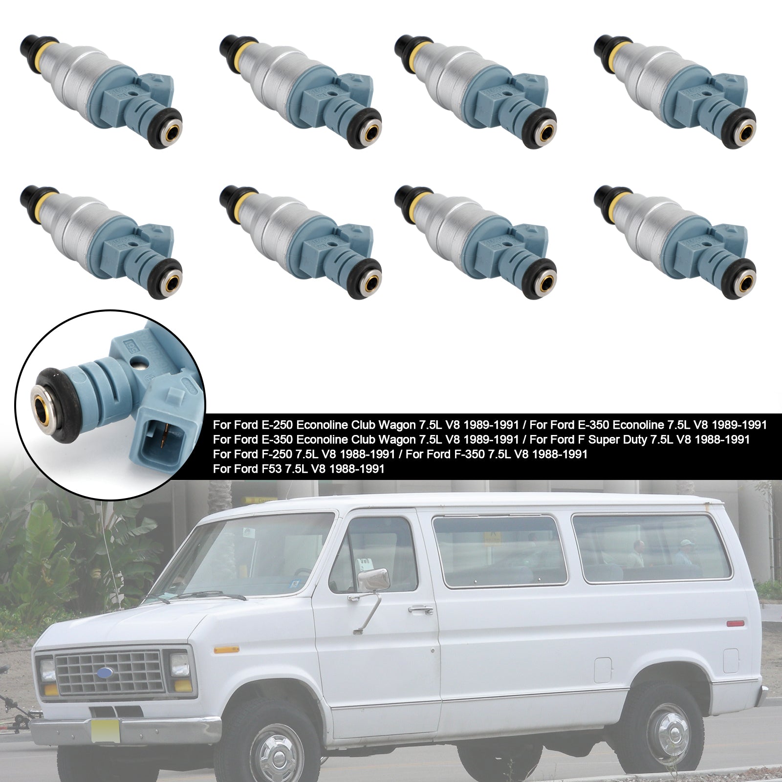 Injecteurs de carburant 0280150759 adaptés à Ford E-250 E-350 7,5l V8 1988-1991 822-11120, 8 pièces