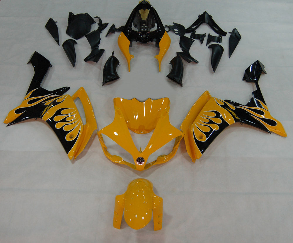 2007-2008 Yamaha YZF-R1 Yellow & Black Flame Racing Fairings Generic