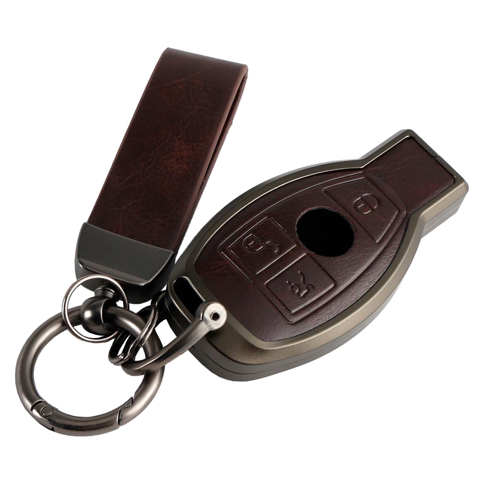 Étui marron pour clé de voiture en alliage d'aluminium TPU, housse pour Benz GLC GLK CLS GLA CLA AMG