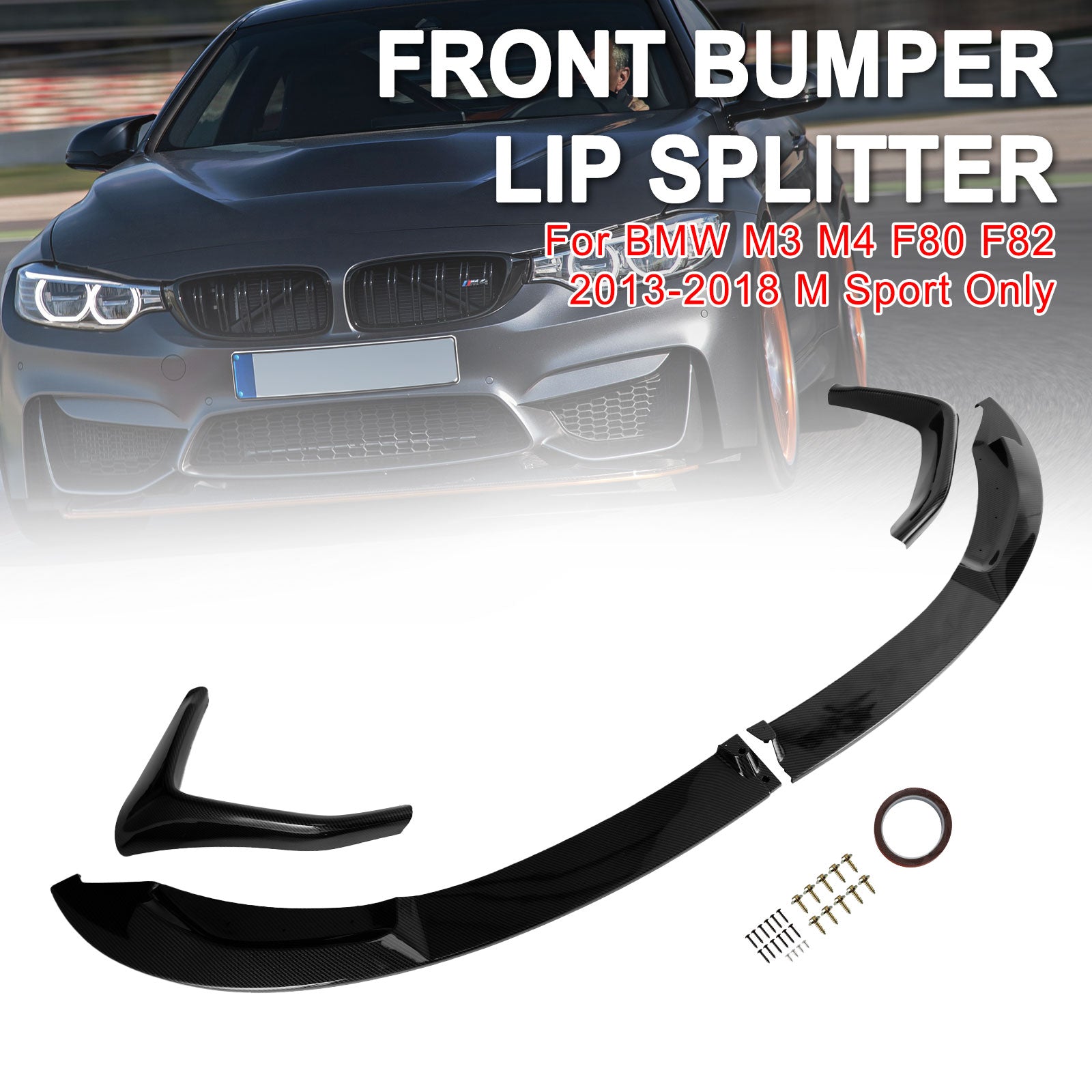 2013-2018 BMW M3 M4 F80 F82 M Sport OnlyCarbon Look Voorlip Splitter Spoiler Prestatiestijl