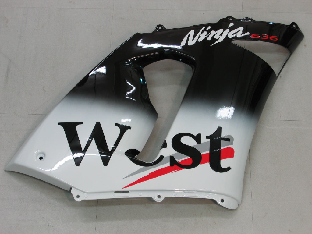 2005-2006 Kawasaki ZX6R 636 Fairings Black White West ZX6R Racing Generic