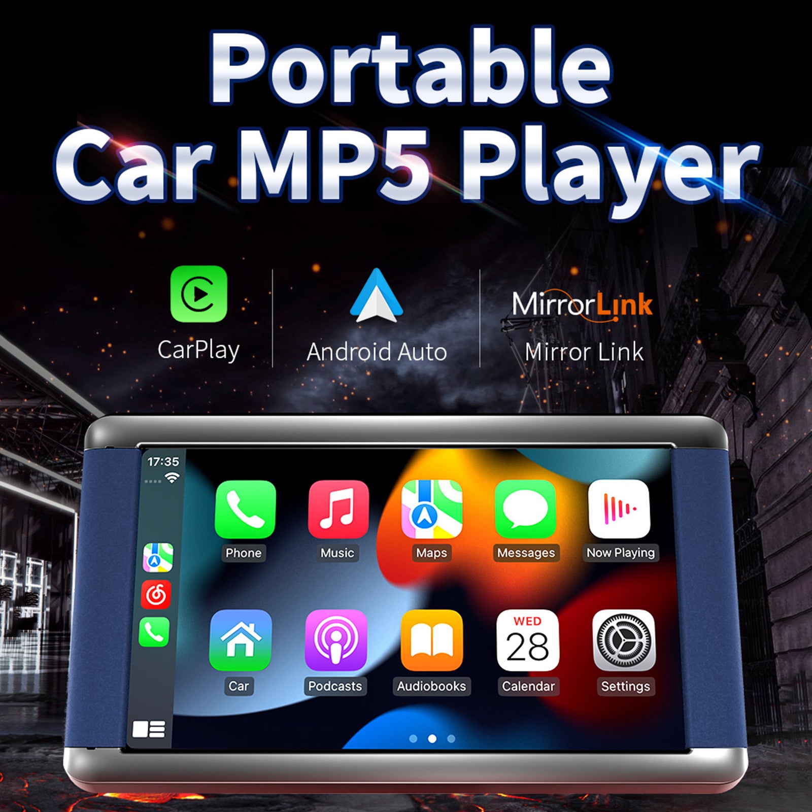 7" Portable Car MP5 Player Bluetooth Monitor Wireless Carplay + 4 LED Camera