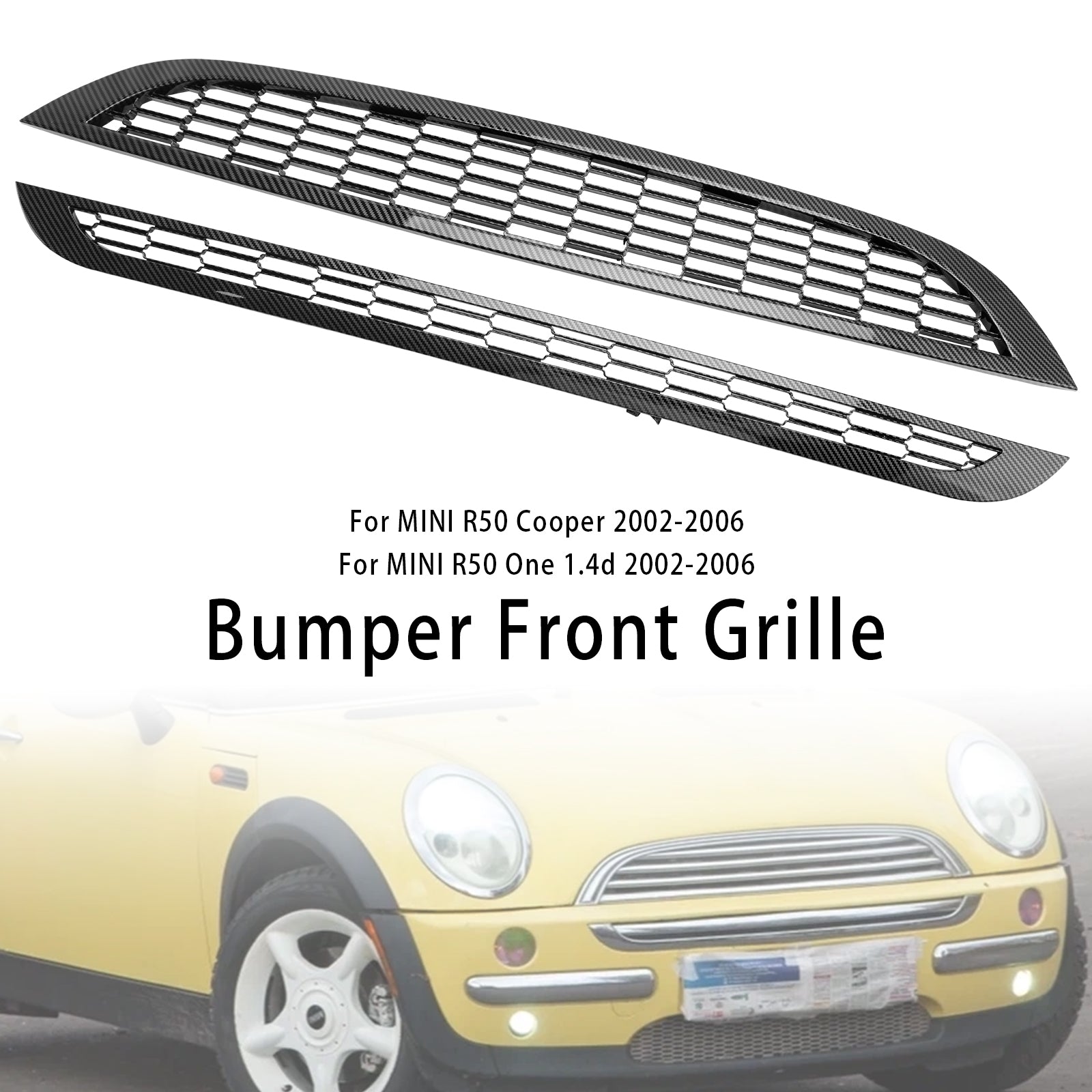 2PCS Honeycomb Mesh Front Grille Grill Fit Mini Cooper R50 R52 R53 2002-2006