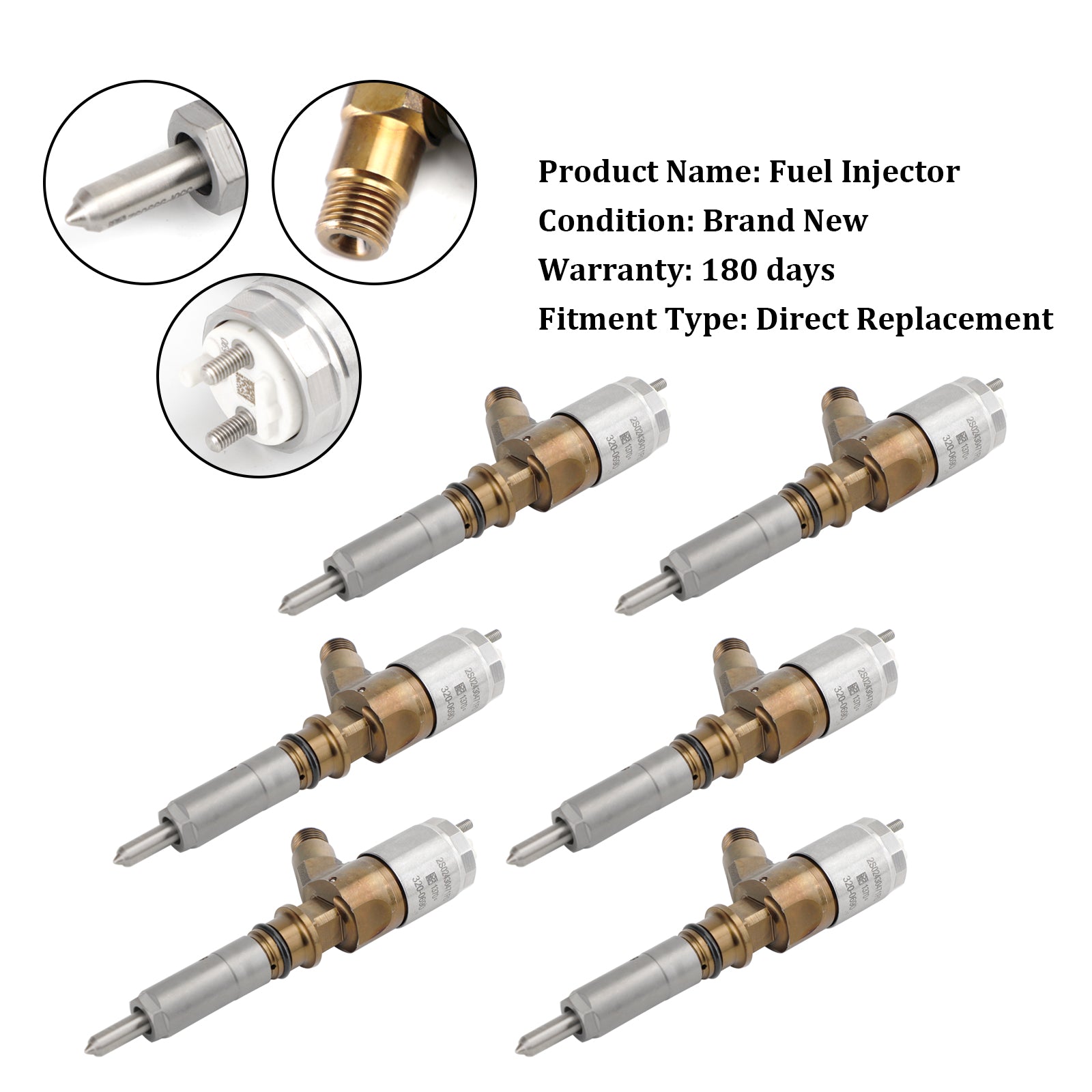 6PS Fuel Injectors 2645A749 Fit Caterpillar Perkins C6.6 Fit CAT 320-0690