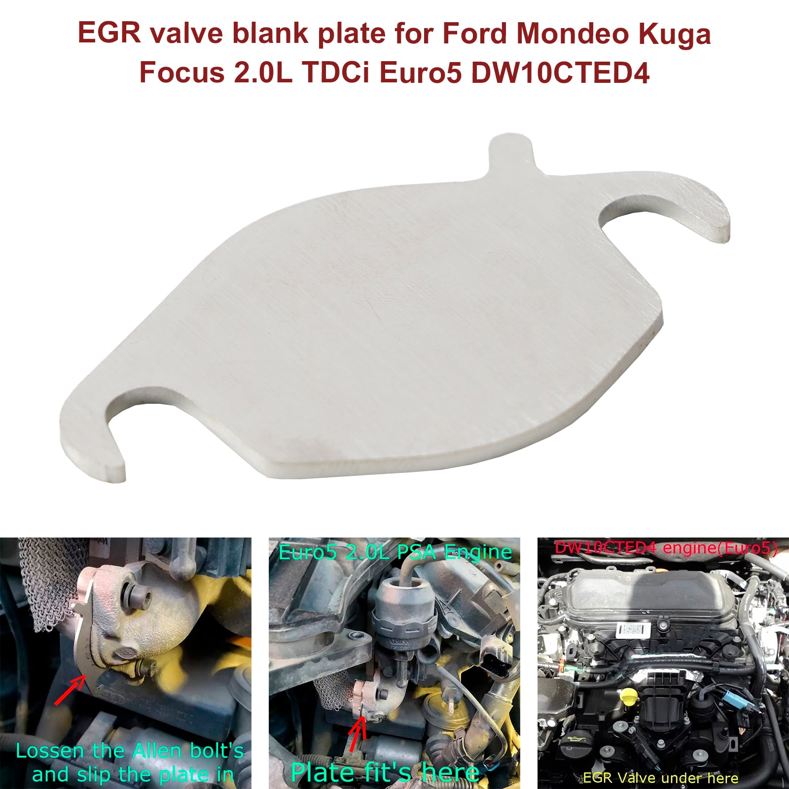 EGR valve blank plate for Ford Mondeo Kuga Focus 2.0L TDCi Euro5 DW10CTED4