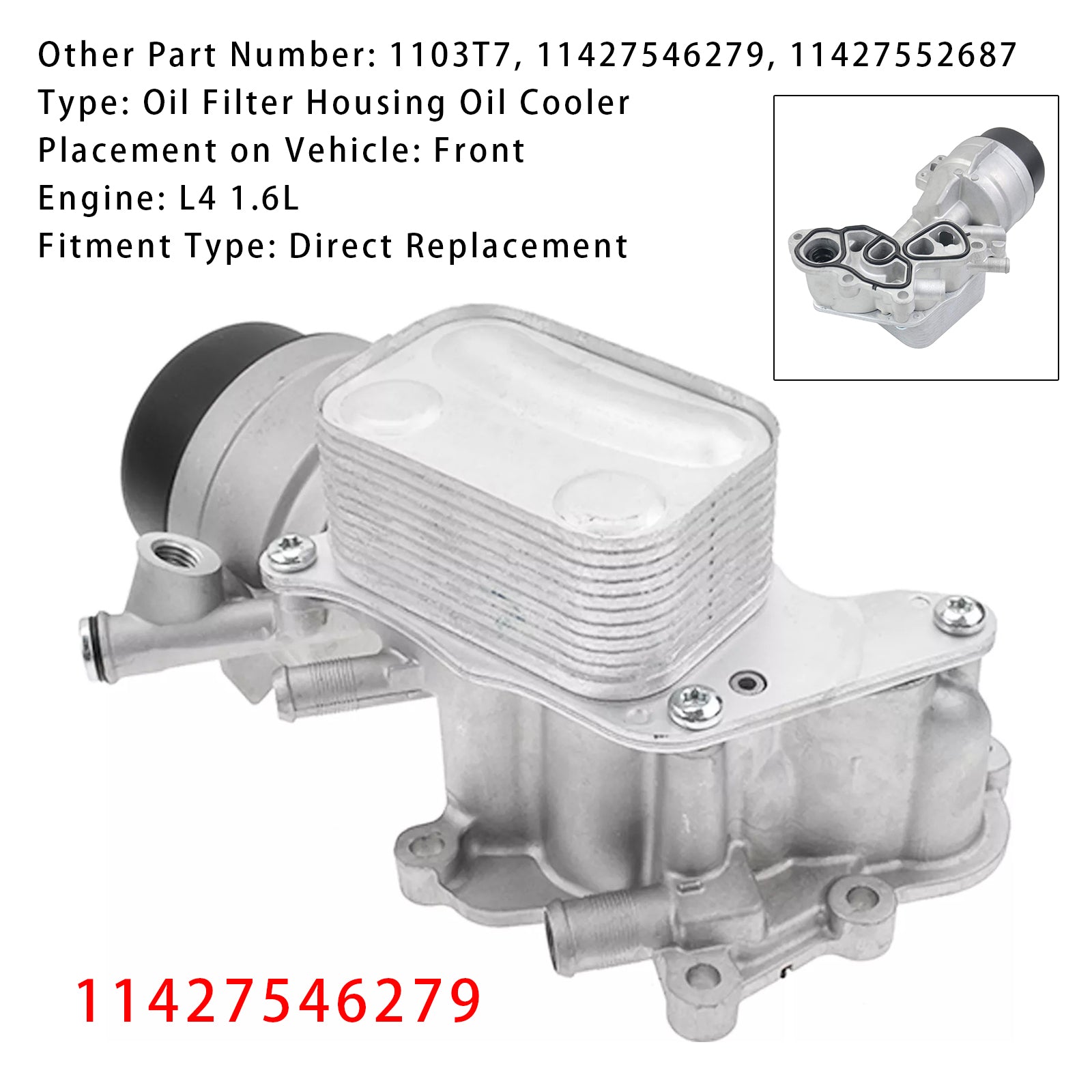 Motoroliekoeler Oliefiltermontage voor Mini Cooper R55 R56 R57 2007-2011