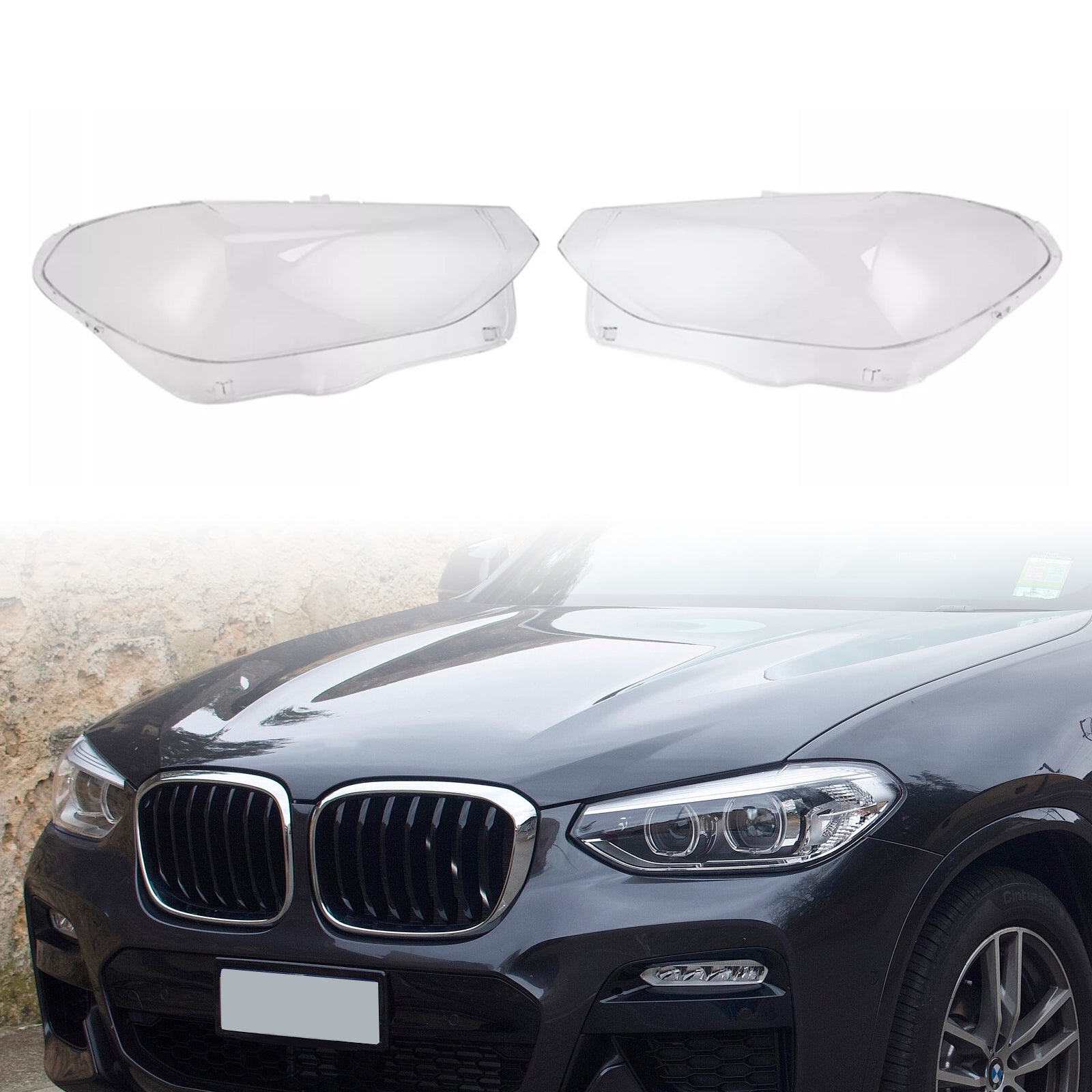 2018-2021 BMW X3 X4 G01 G02 G08 2PCS Front Headlight Glass Clear Cover